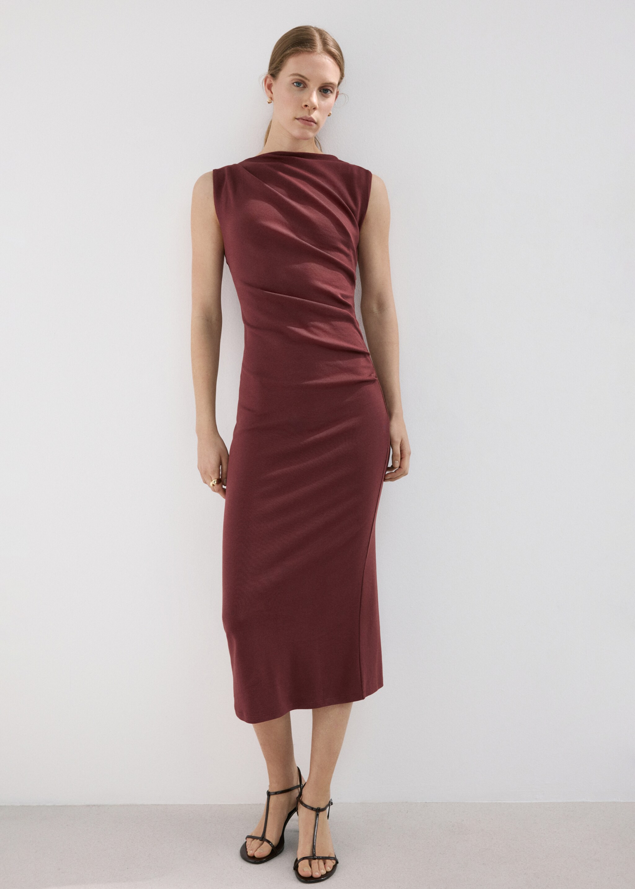 Long draped dress - General plane, Russet. Ref: 27057167-00.