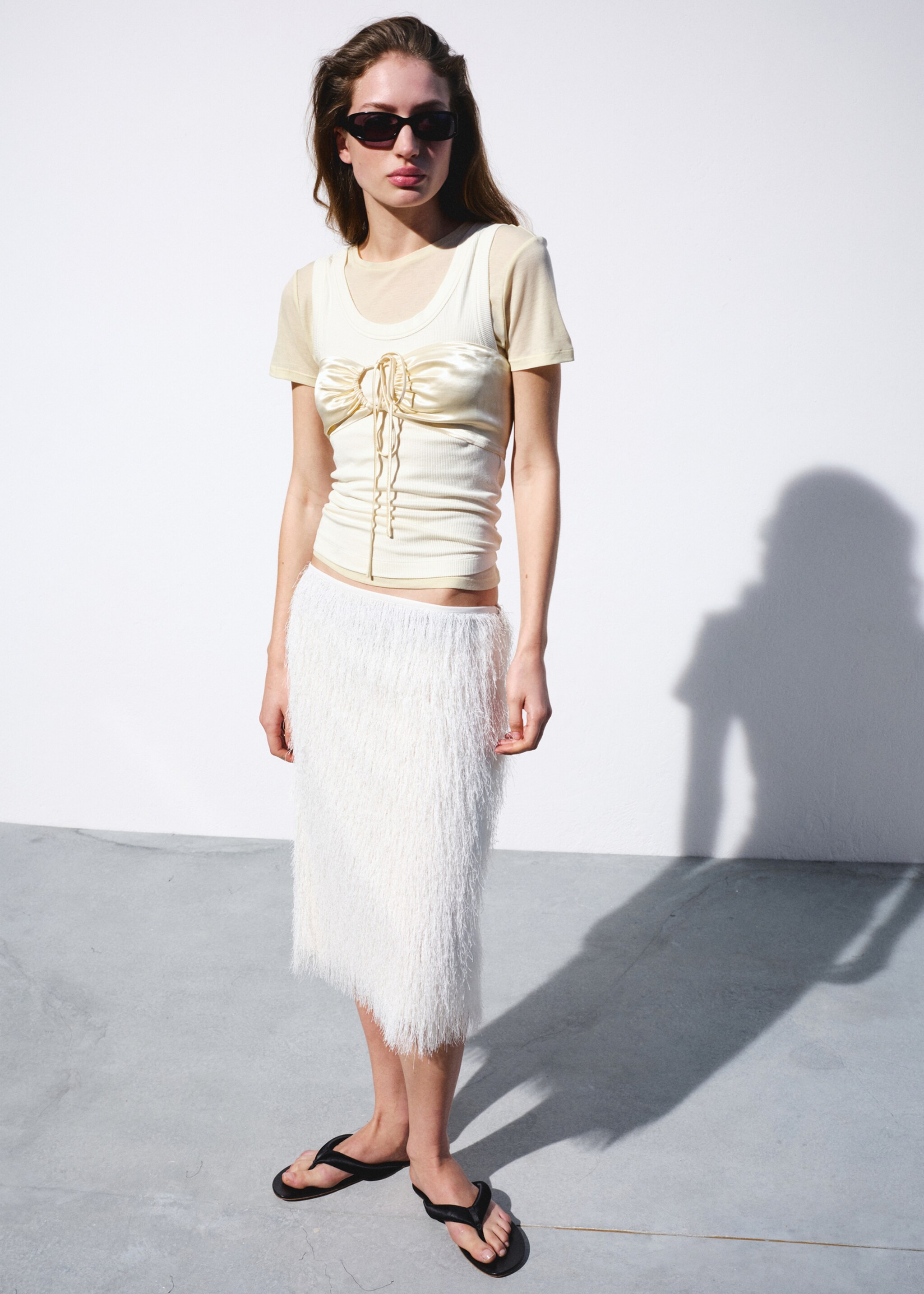 Two-tone contrast T-shirt - General plane, Off White. Ref: 27057168-00.