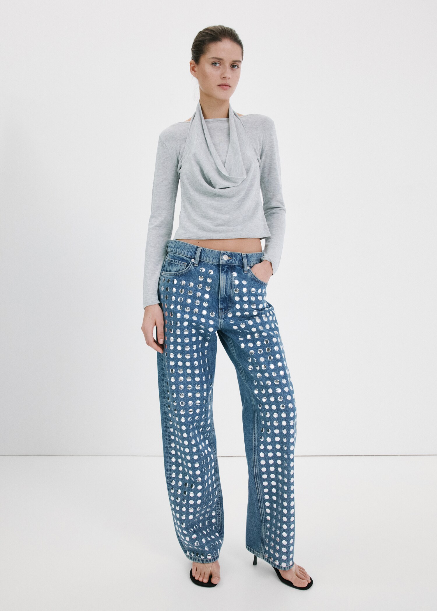 Straight-fit jeans with studs - General plane