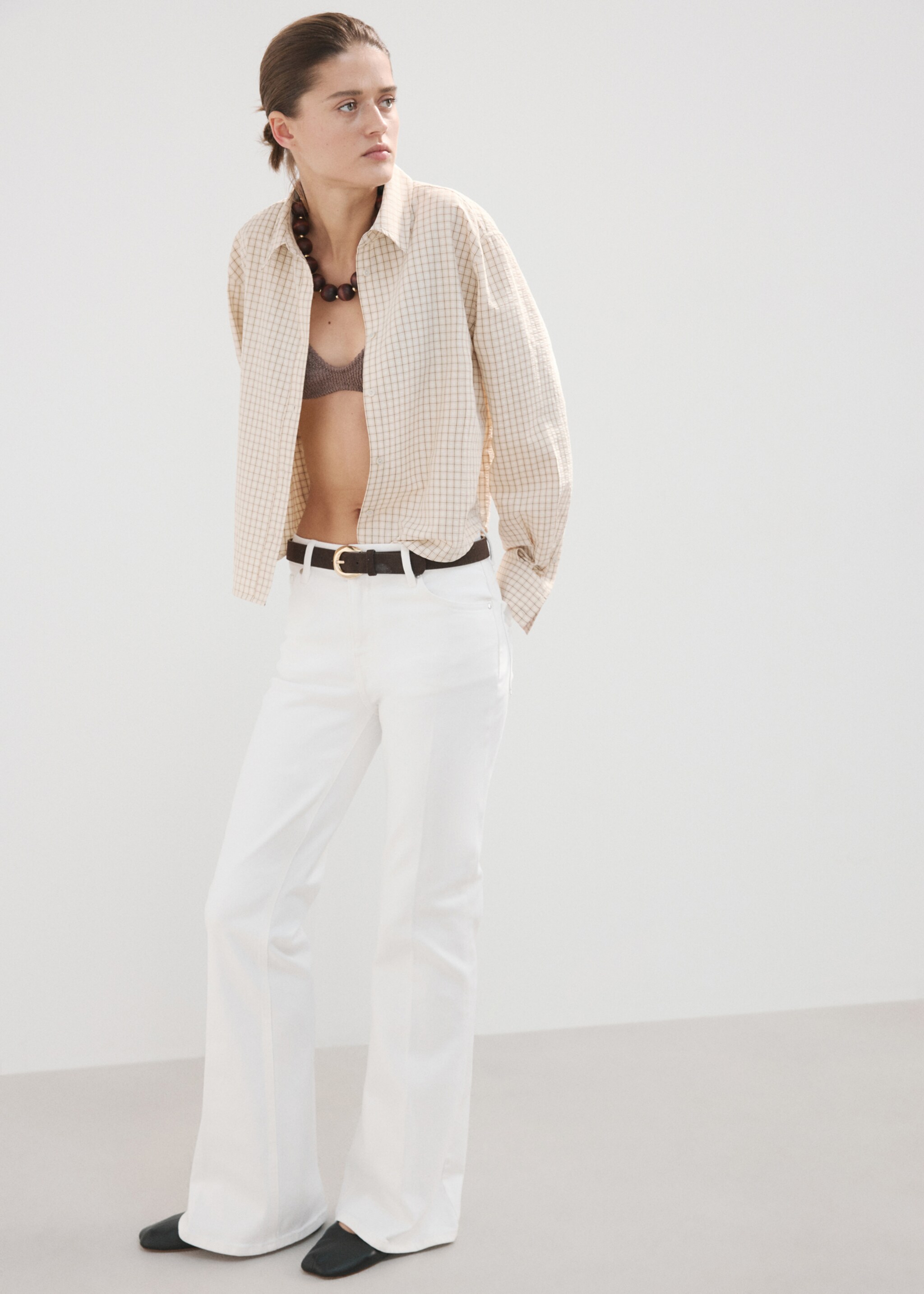 Violet flared high-rise jeans - General plane, White. Ref: 27057783-00.