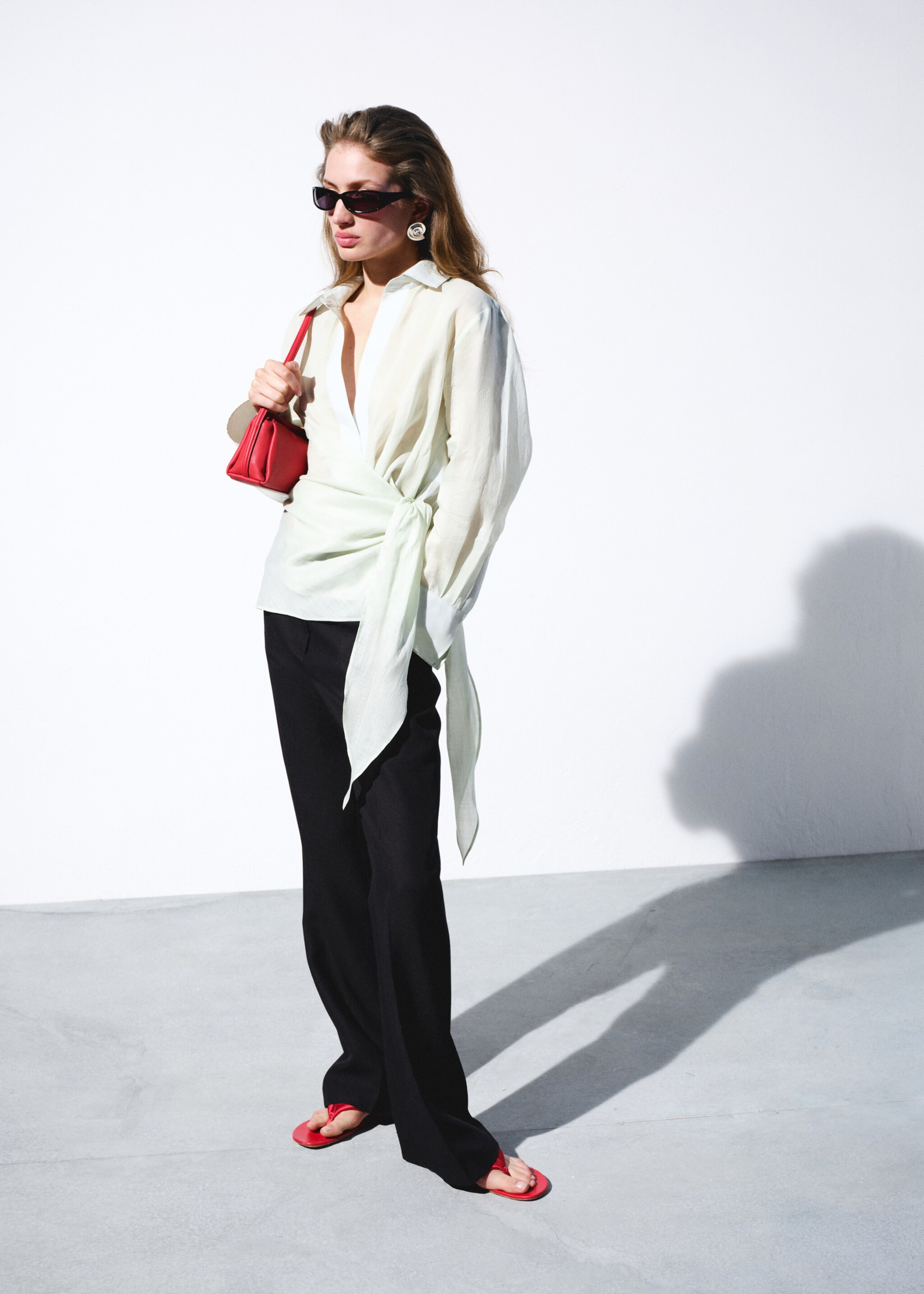 Camisa 100% ramio cruzada - Plano general, Verde. Ref: 27057795-00.