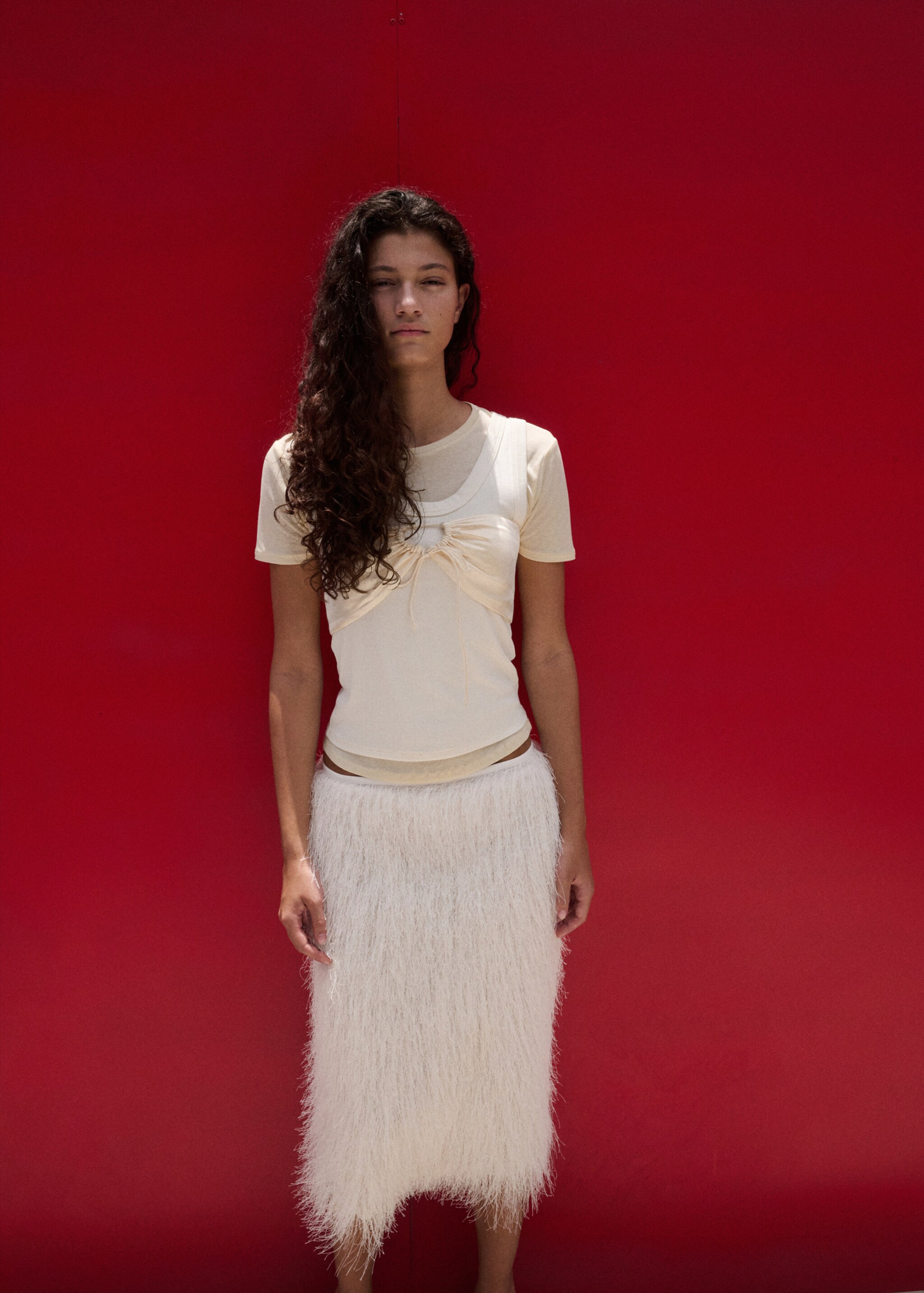 Satin bandeau top - General plane, Beige. Ref: 27057798-00.