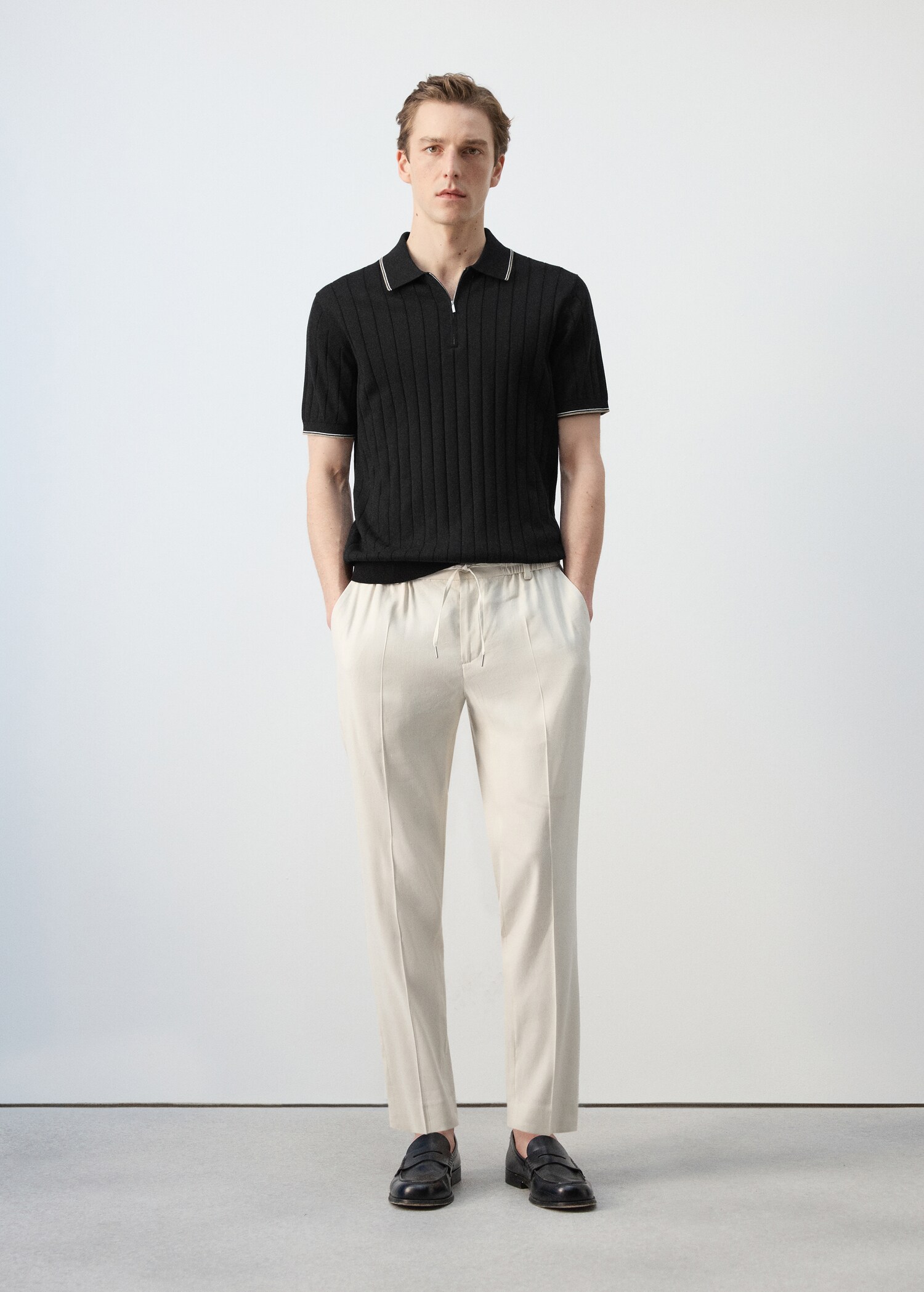 Pantalón slim fit lino cordón - Plano general