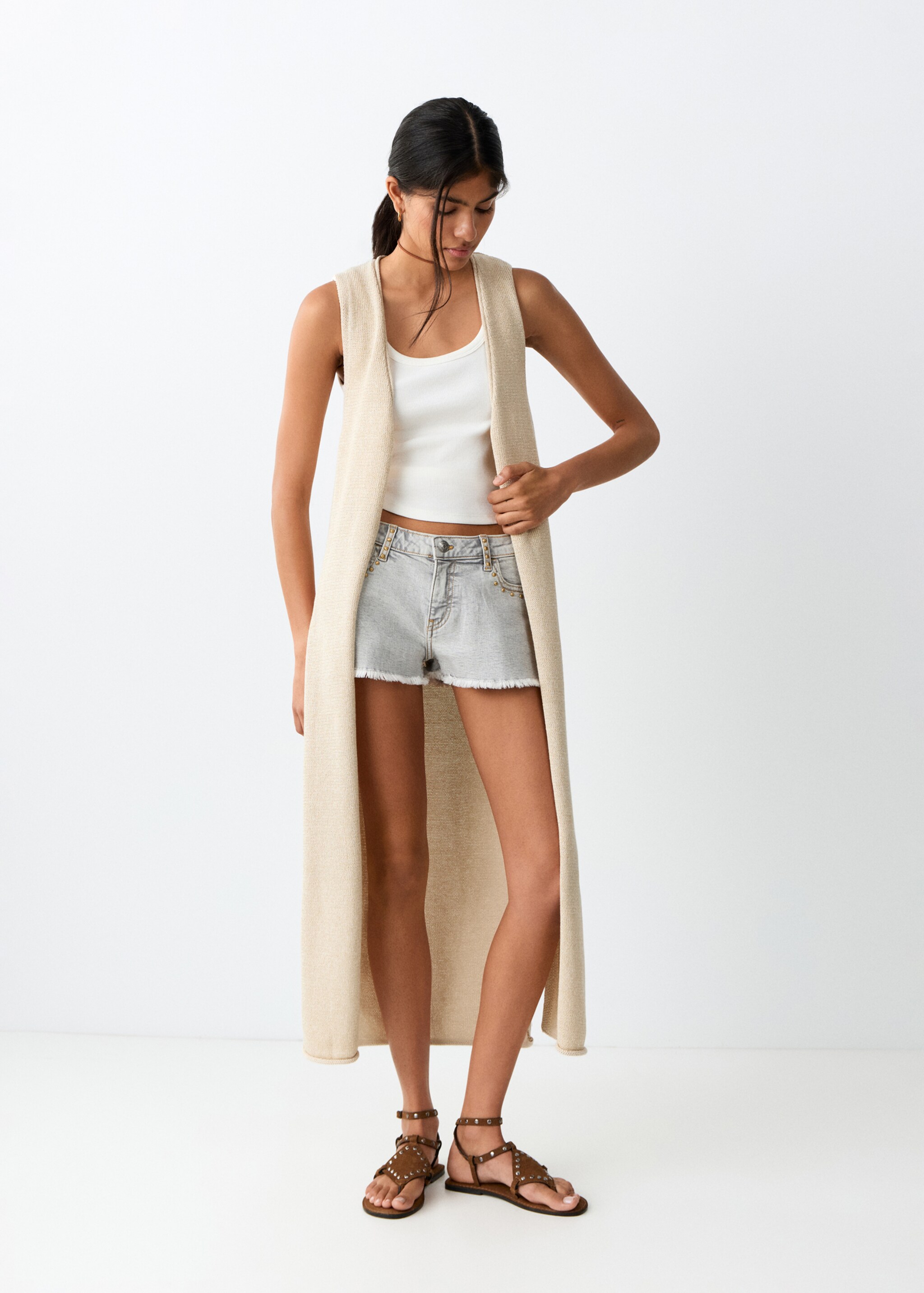 Knit long cardigan - General plane, Gold. Ref: 27057908-00.