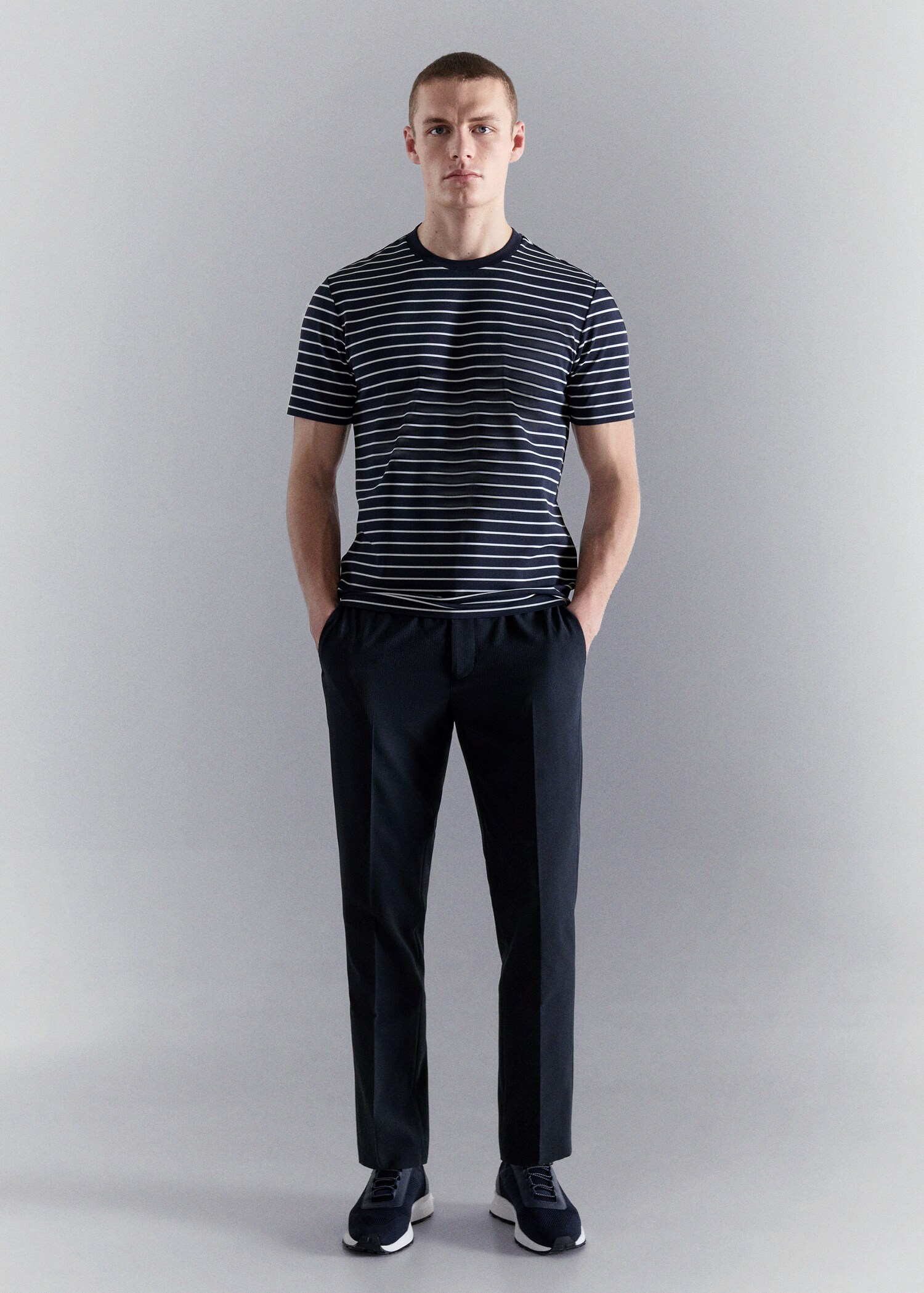 Slim fit striped COOLMAX® T-shirt - General plane