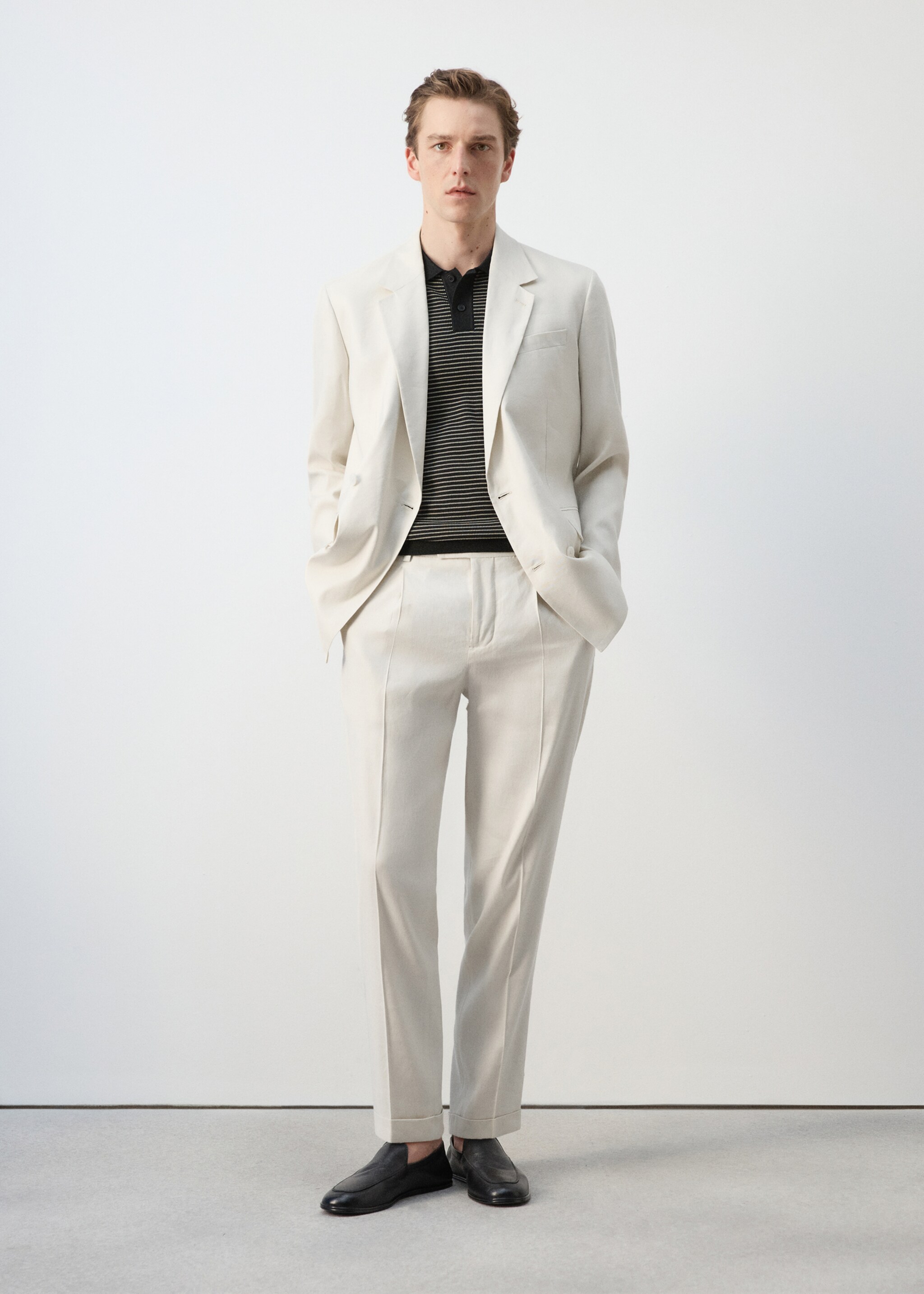 Boston regular-fit suit trousers - General plane, Ecru. Ref: 27057912-00.