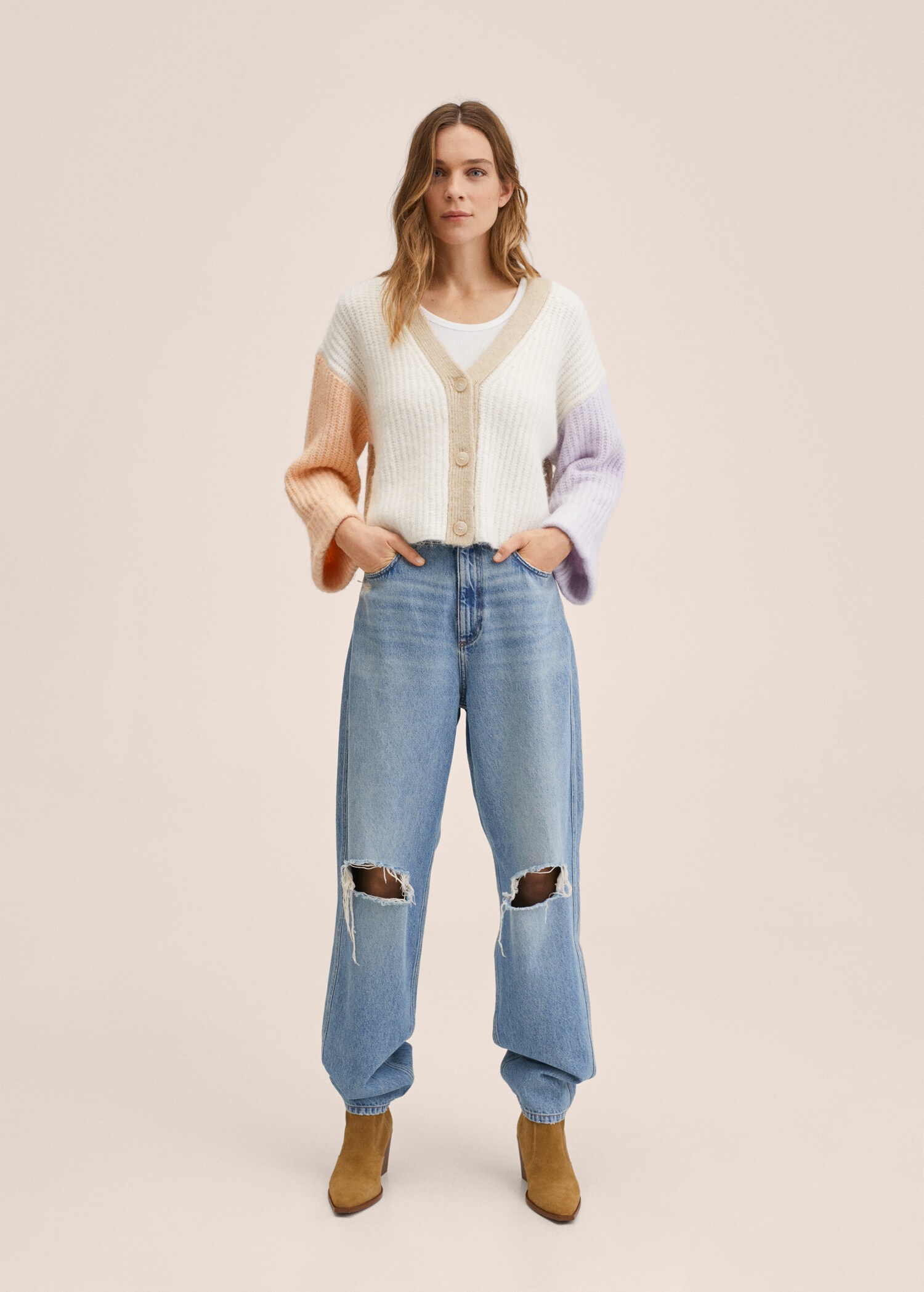 Colorblock knit cardigan - General plane