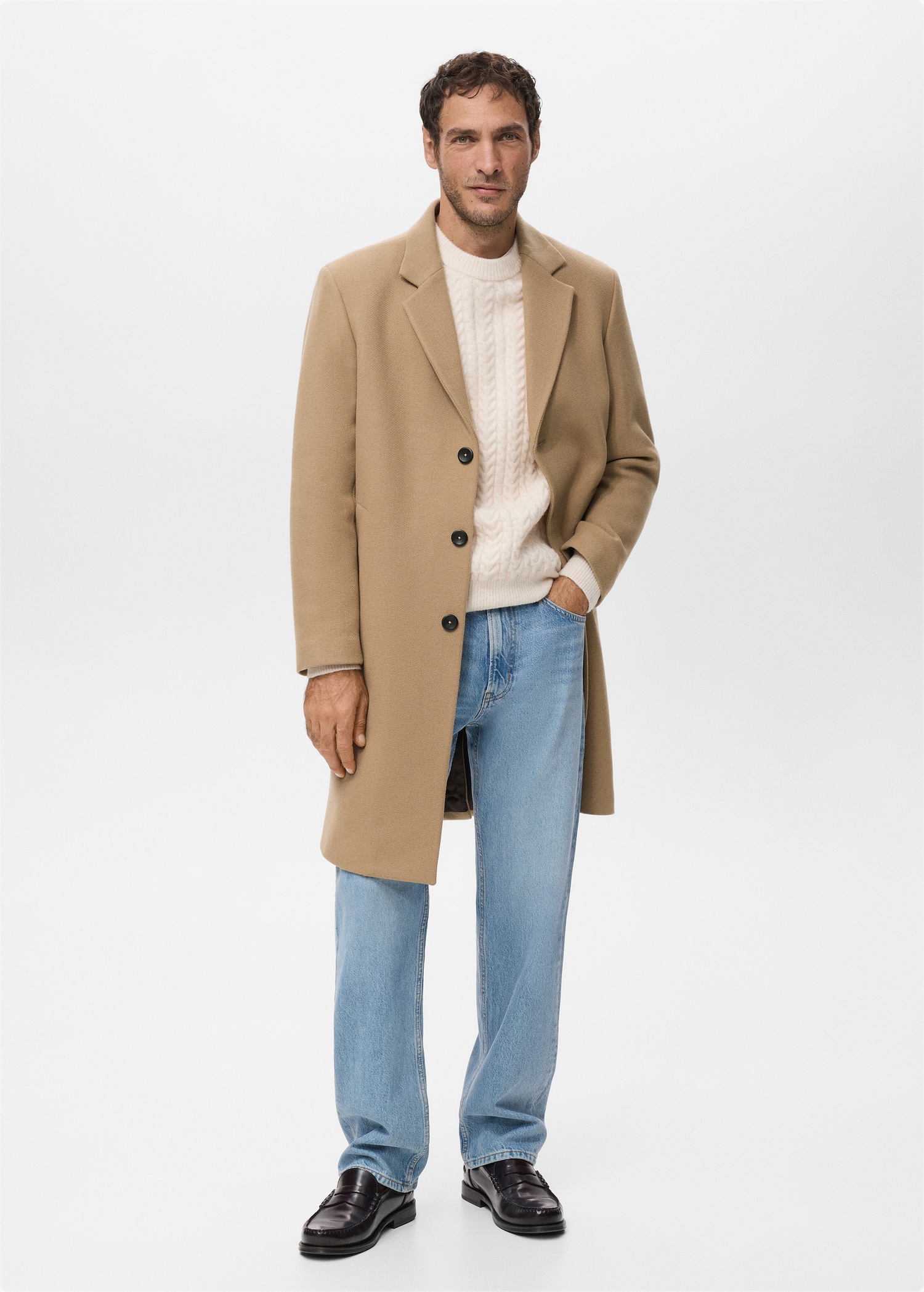 Lapel Manteco wool coat - General plane