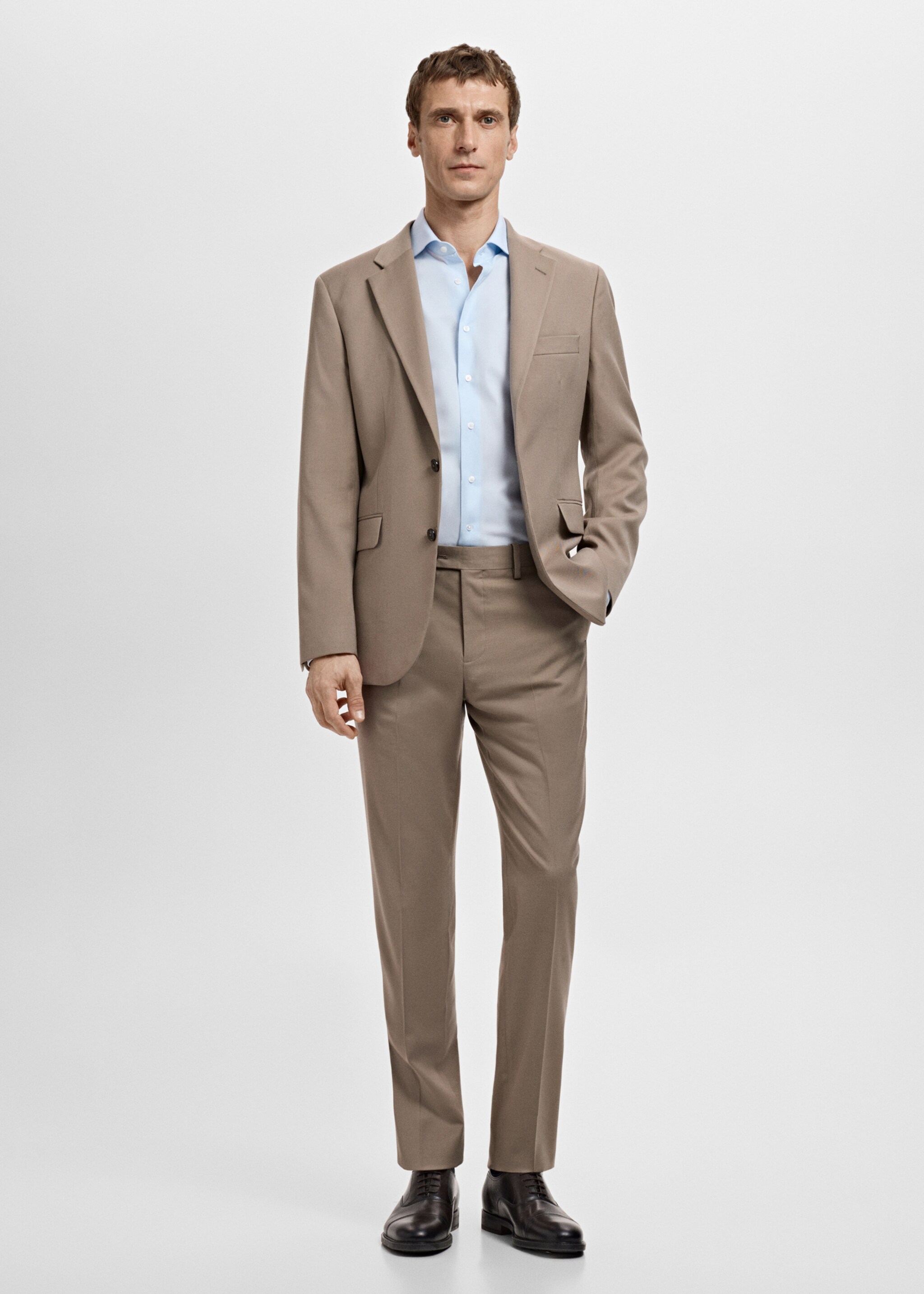 Slim-fit cotton poplin suit shirt - General plane, Sky Blue. Ref: 27061192-00.