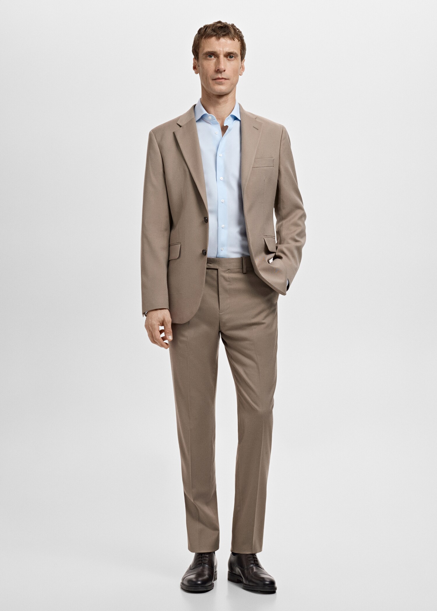 Slim-fit cotton poplin suit shirt - General plane