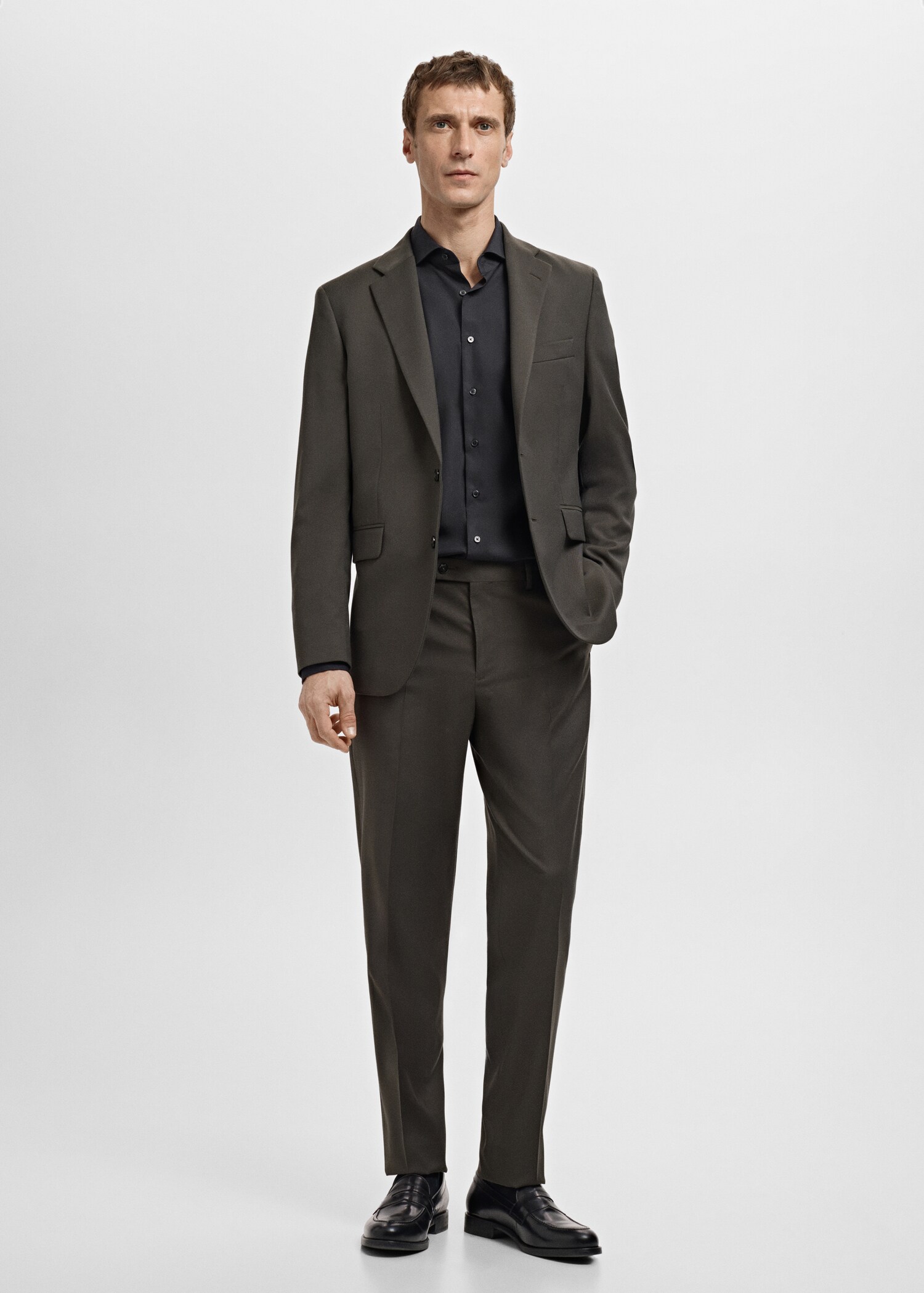 Slim-fit cotton poplin suit shirt - General plane
