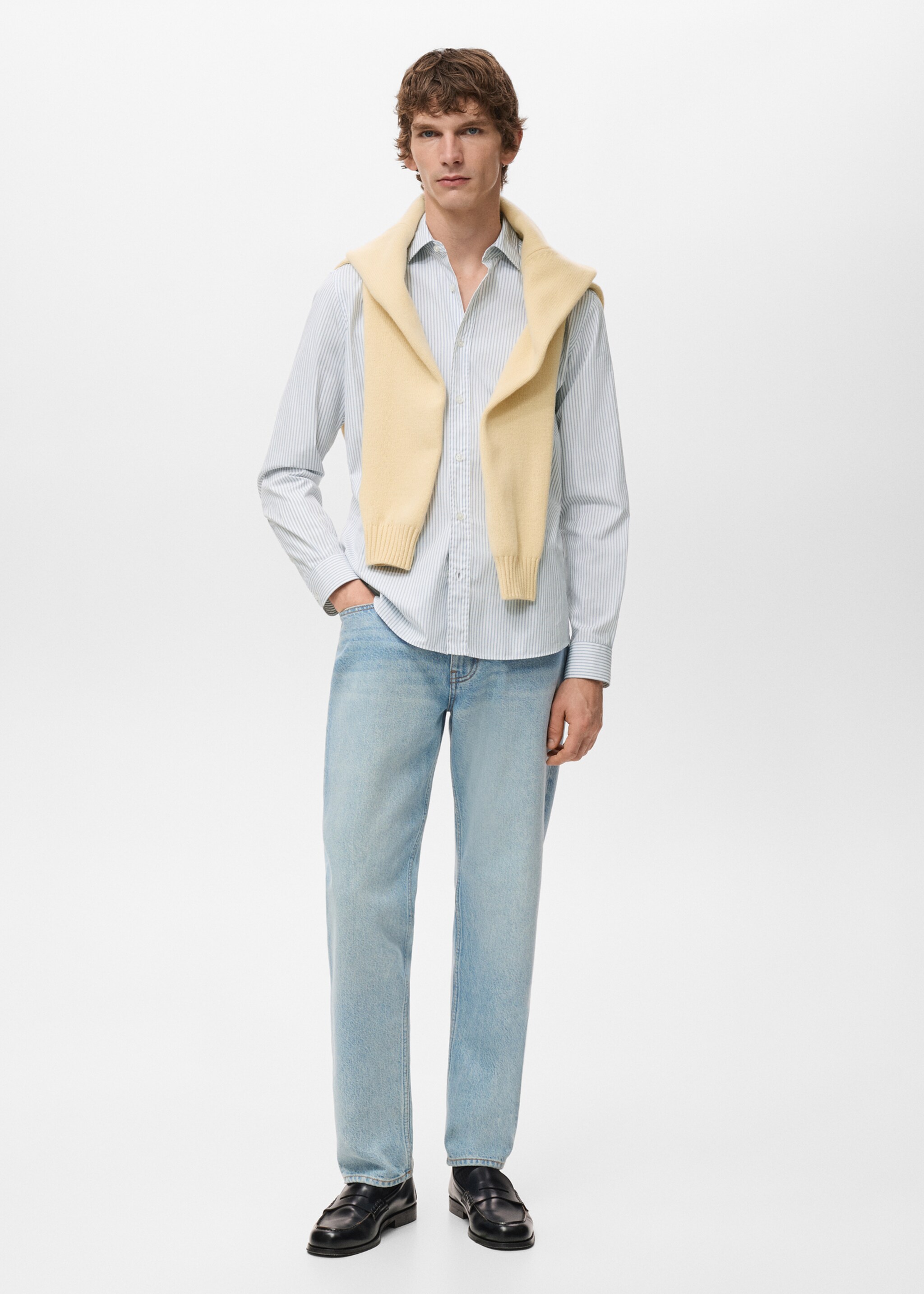 Chemise coton rayures regular-fit - Plan général, Bleu ciel. Ref: 27061231-00.