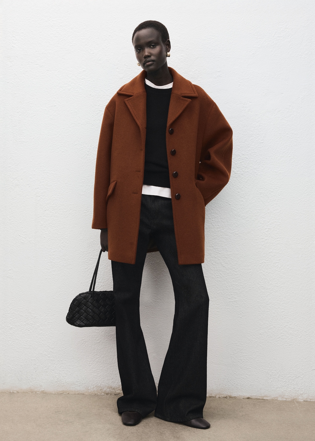 Wool blend coat with buttons