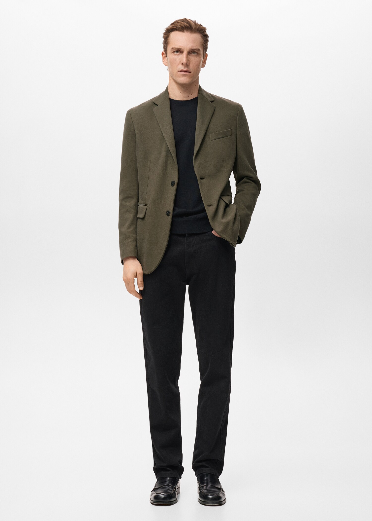 Slim-fit textured jacket - General plane