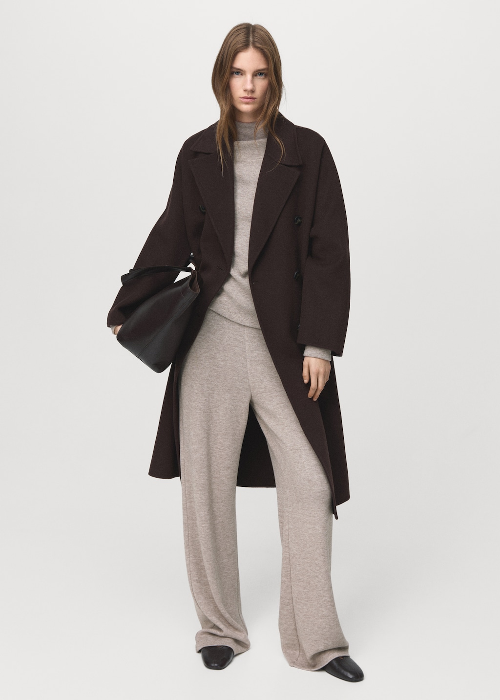 Straight-fit pants with elastic waist