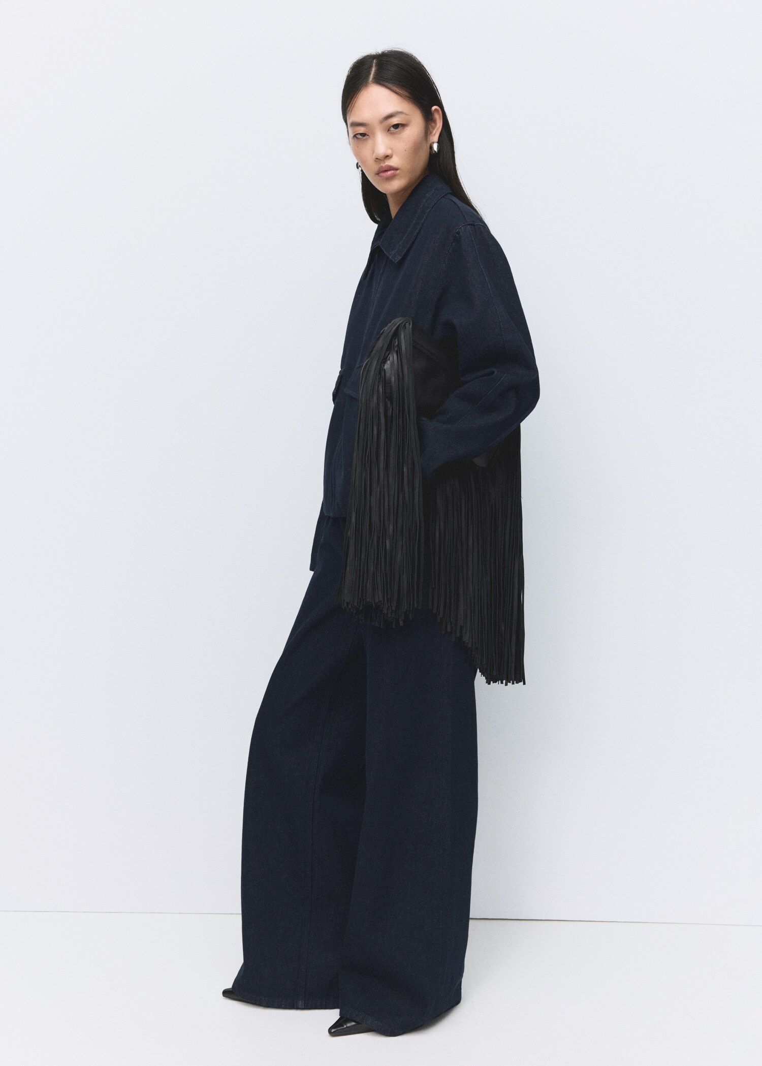 High-rise wide leg rinse-wash jeans - General plane