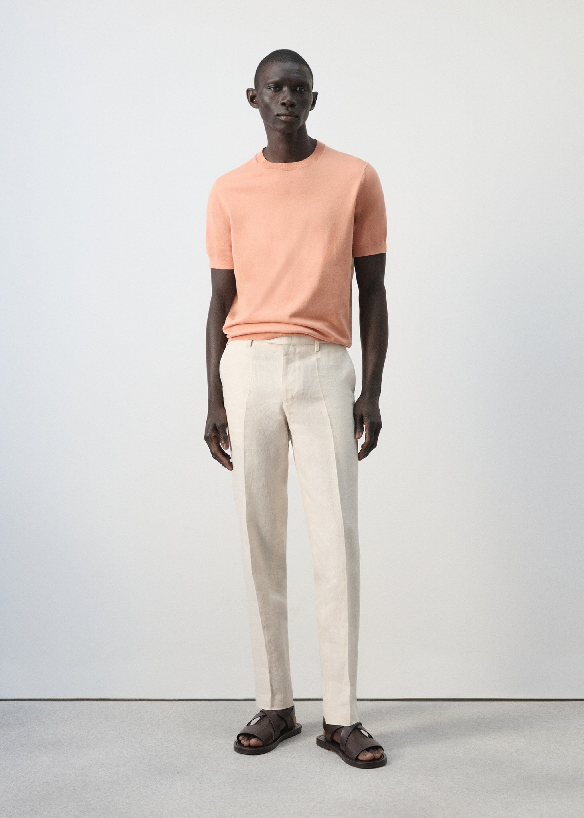 Fine jersey 100% cotton T-shirt - General plane, Salmon. Ref: 27061281-00.