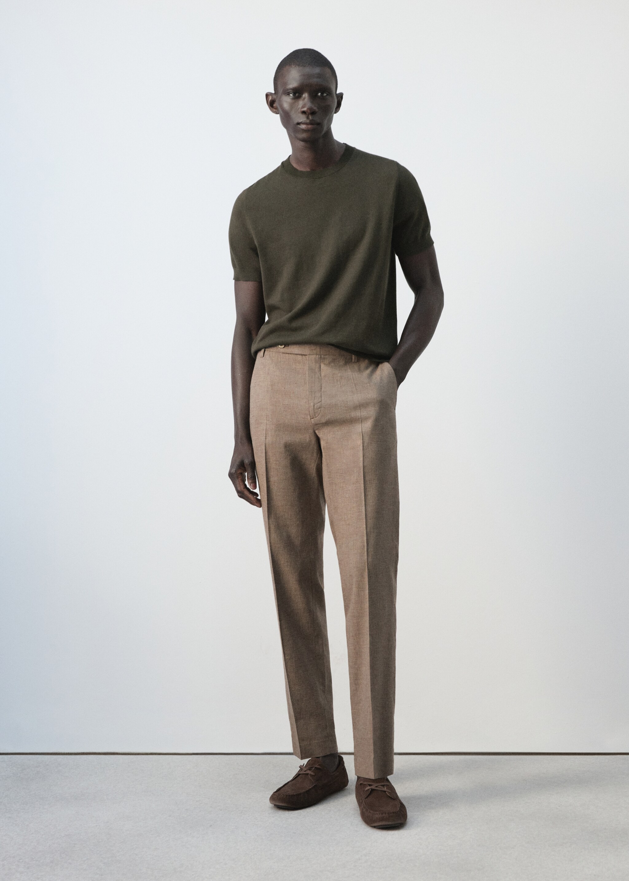 Fine jersey 100% cotton T-shirt - General plane, Chocolate. Ref: 27061281-00.