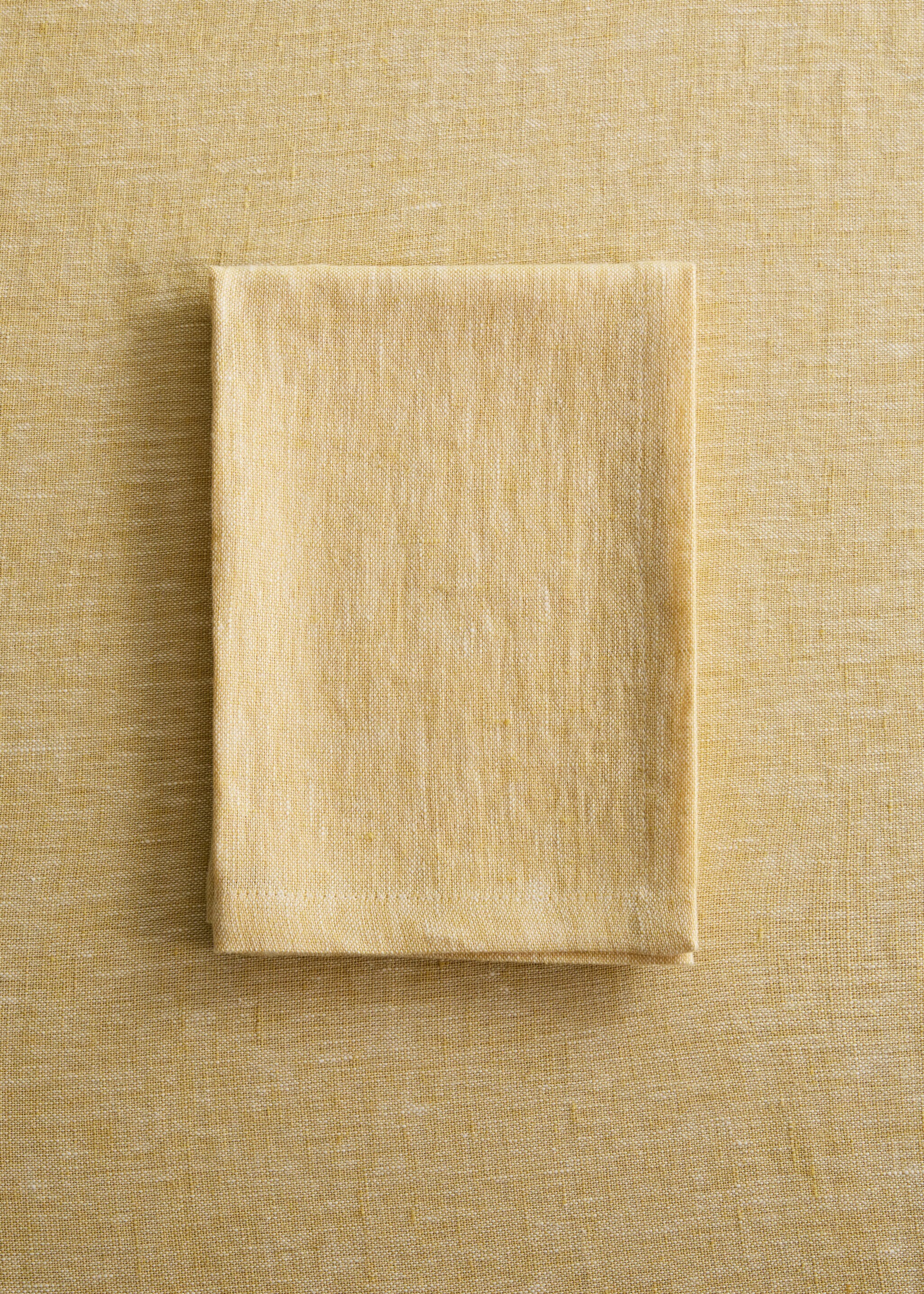 Serviettes de table 100 % lin effet mélangé - Plan général, Jaune. Ref: 27061310-00.