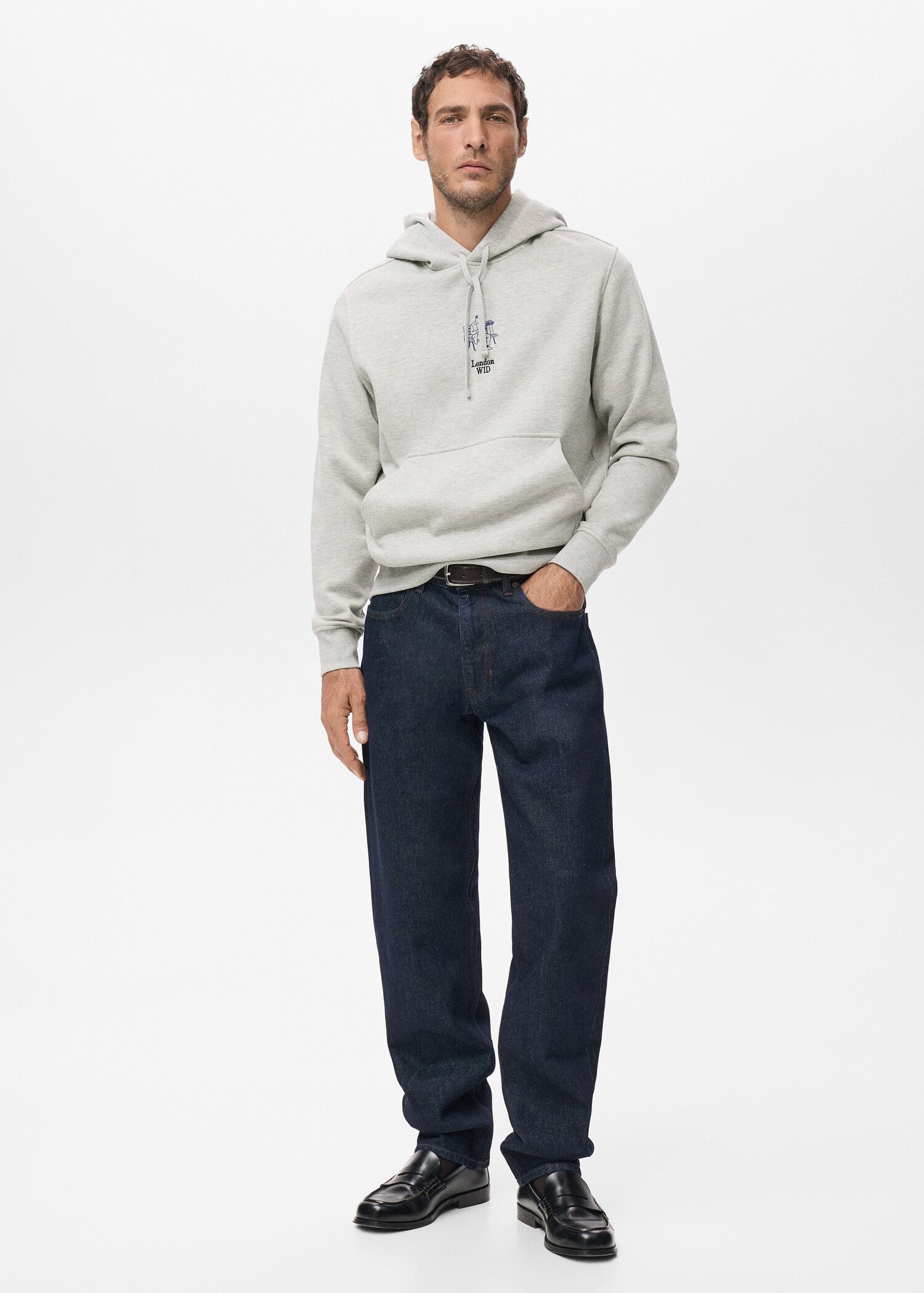 Sweatshirt de algodão com capuz e texto - Plano geral