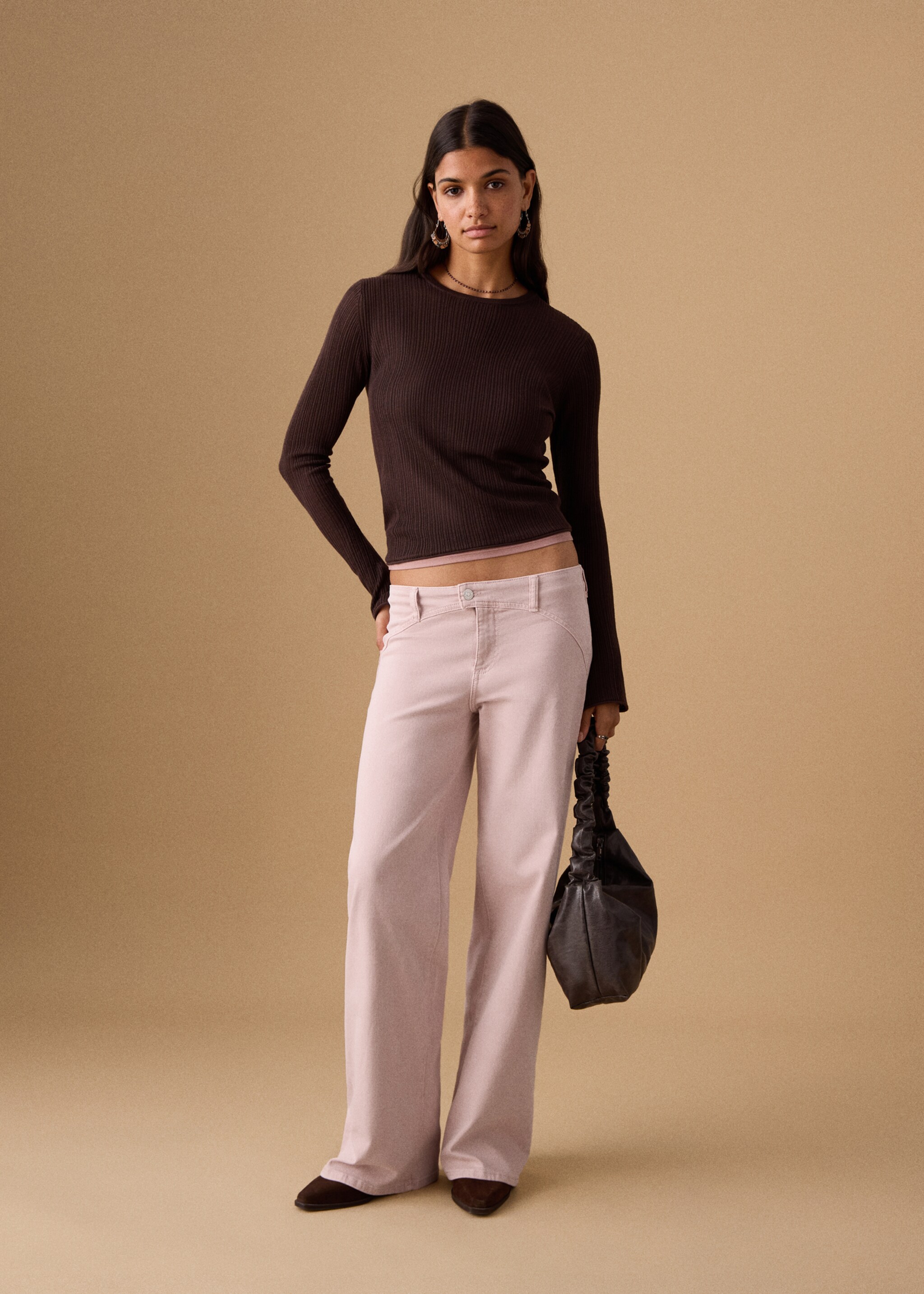 Jean taille basse coutures - Plan général, Rose. Ref: 27061513-00.