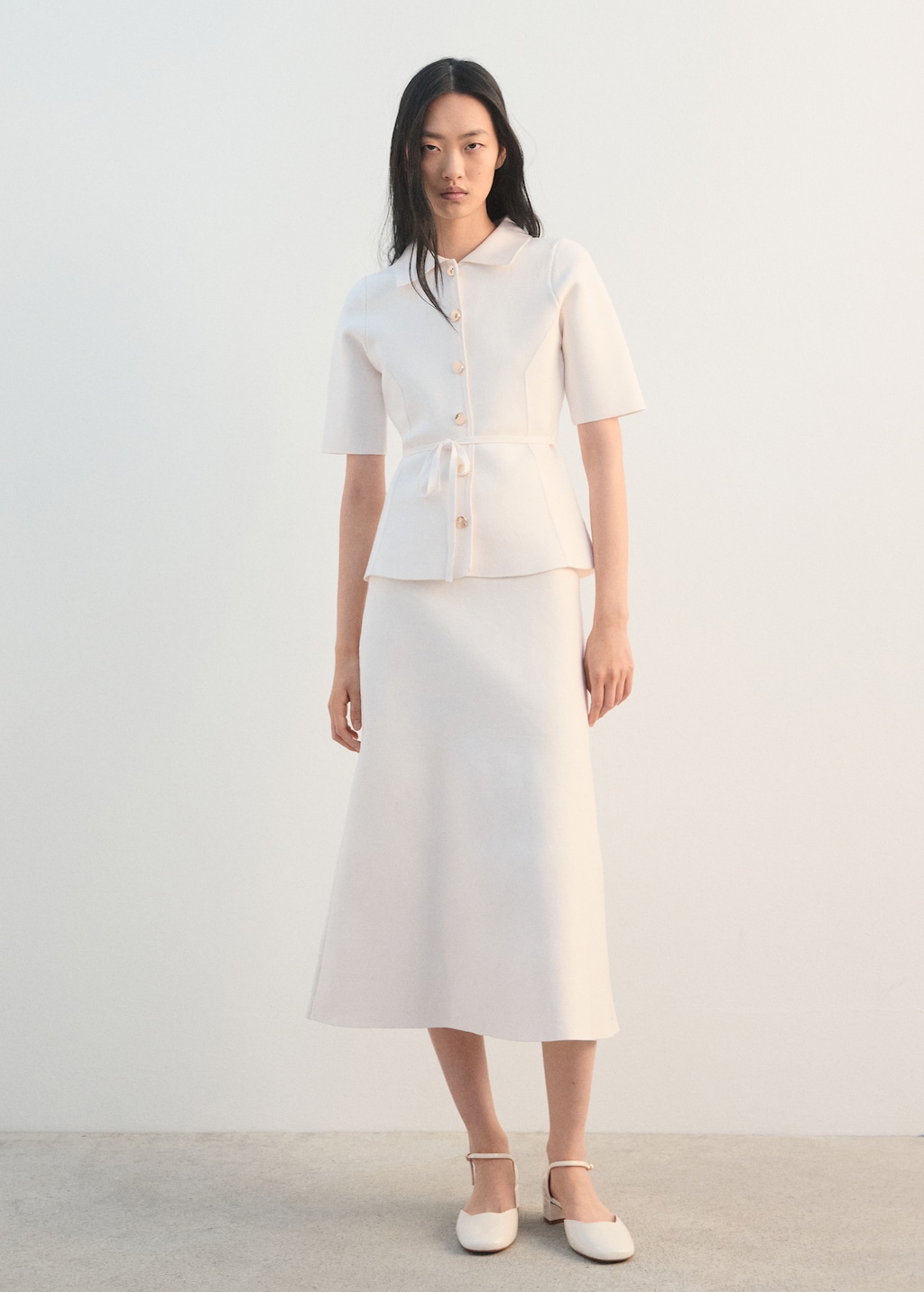 Knitted jacket with polo collar - image 2