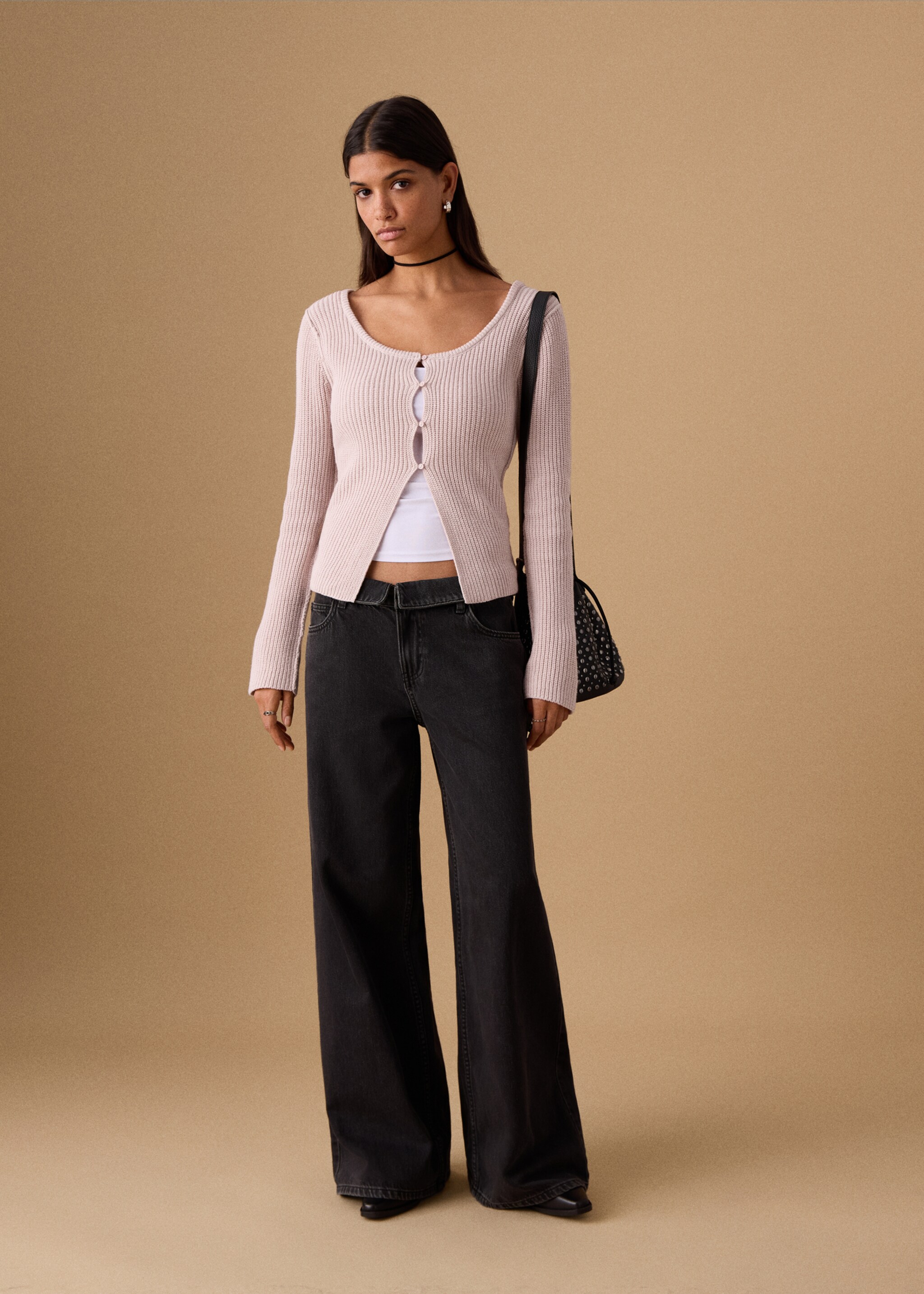 Knitted button cardigan - General plane, Light Pink. Ref: 27062542-00.