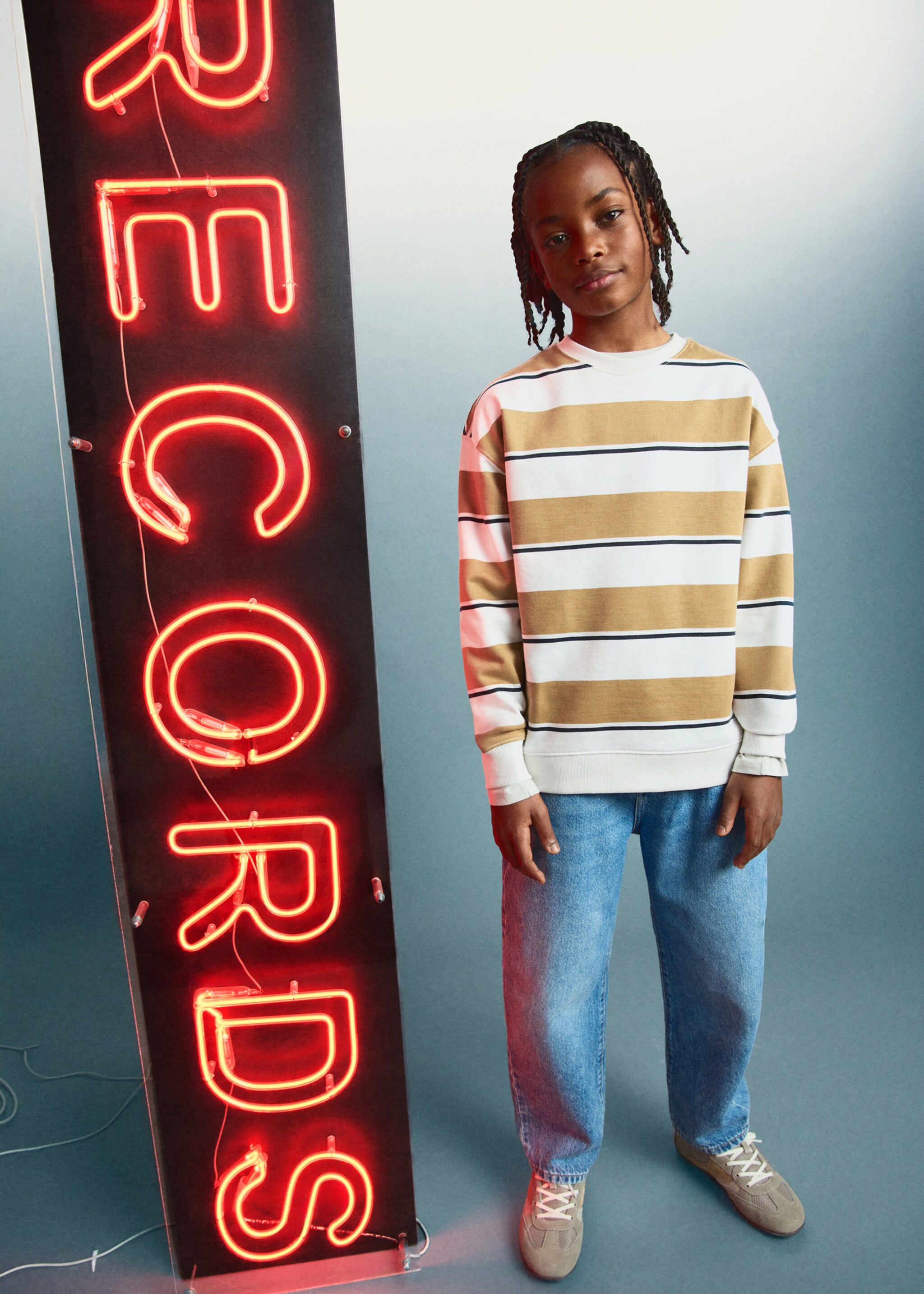 Sweat 100 % coton rayures - Plan général, Ocre. Ref: 27063280-00.