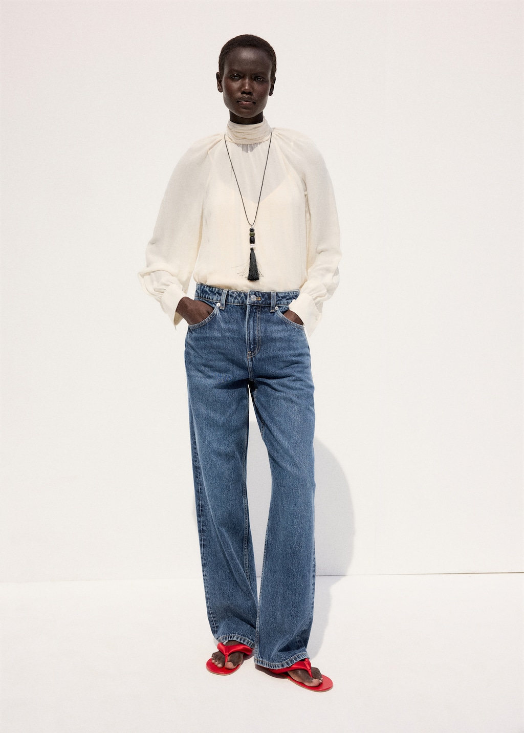 Mango Straight low-waist jeans