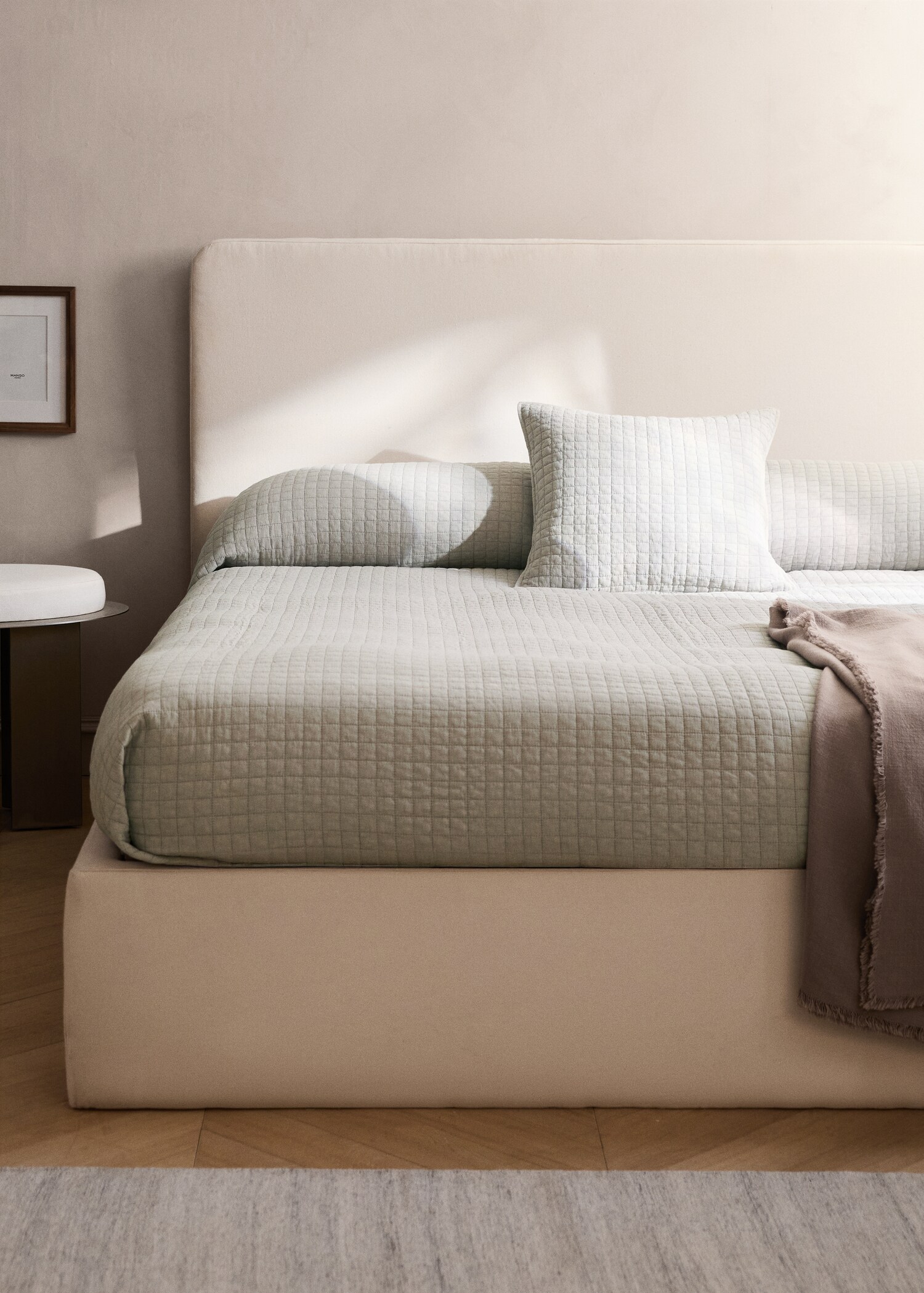 Cotton garment-dyed check bedspread for 180/200 cm bed - General plane