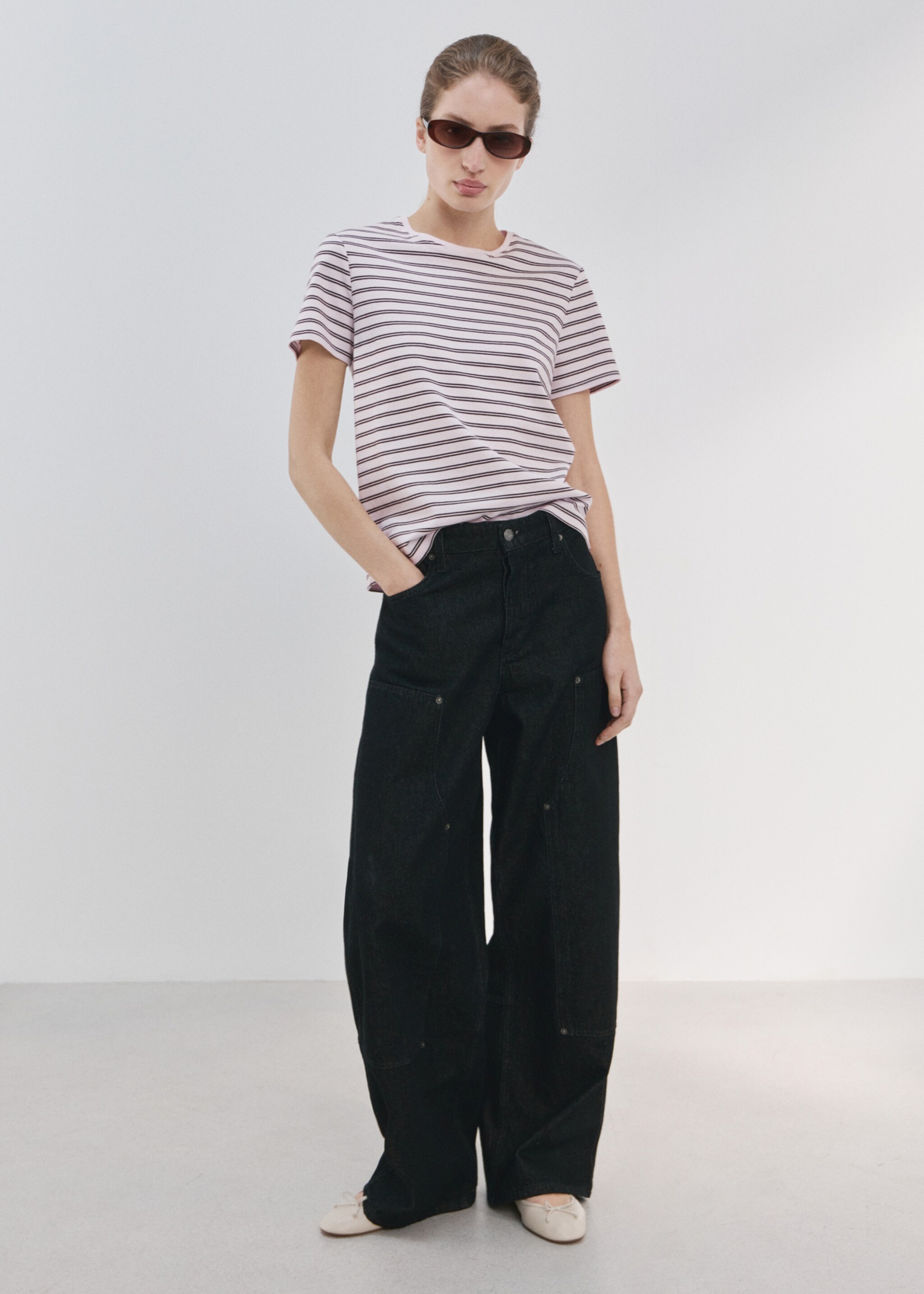 T-shirt coton manches courtes - Plan général, Rose clair. Ref: 27063312-00.