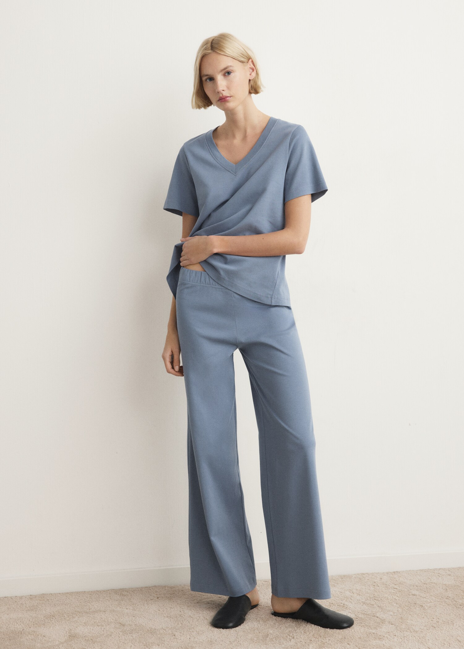 Cotton short-sleeved pyjama t-shirt - General plane