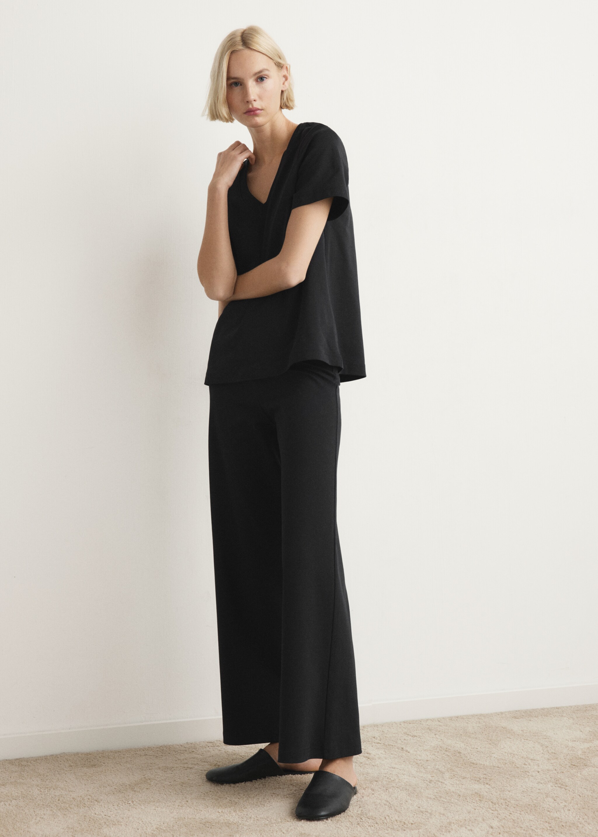 Cotton short-sleeved pyjama t-shirt - General plane, Black. Ref: 27063317-00.