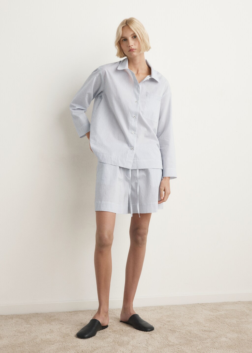 Cotton striped pajama shorts - image 2