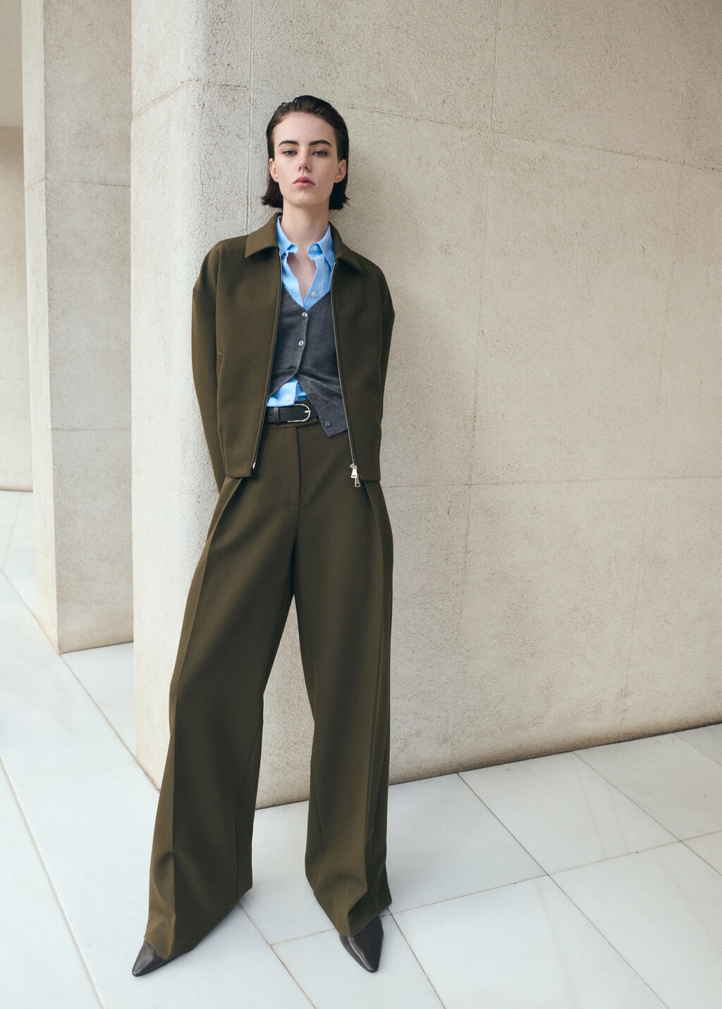 Belt straight-fit pants - image 2