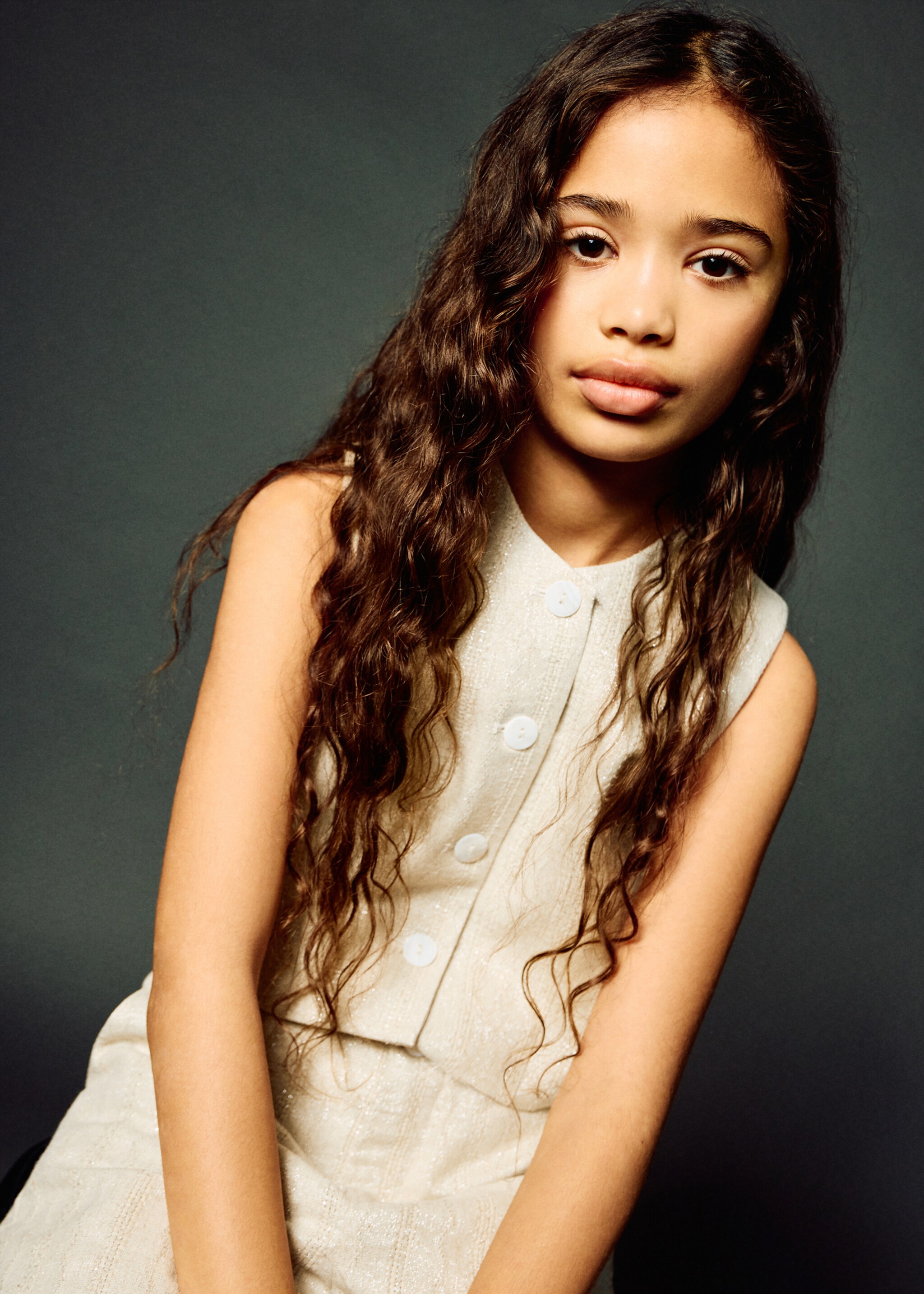 Gilet coton brodé - Plan général, Beige. Ref: 27063716-00.