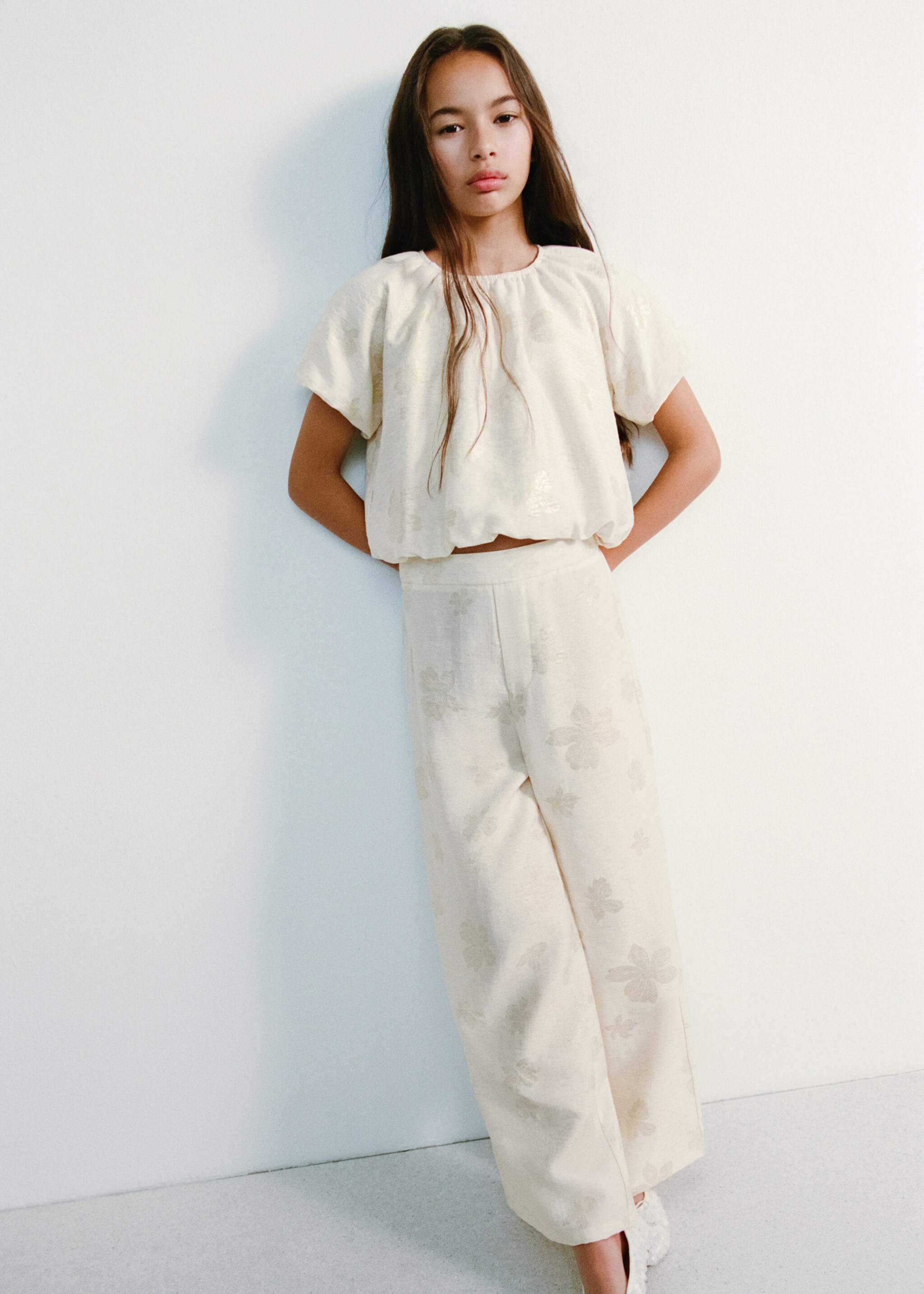 Printed crop blouse - General plane, Gold. Ref: 27064042-00.