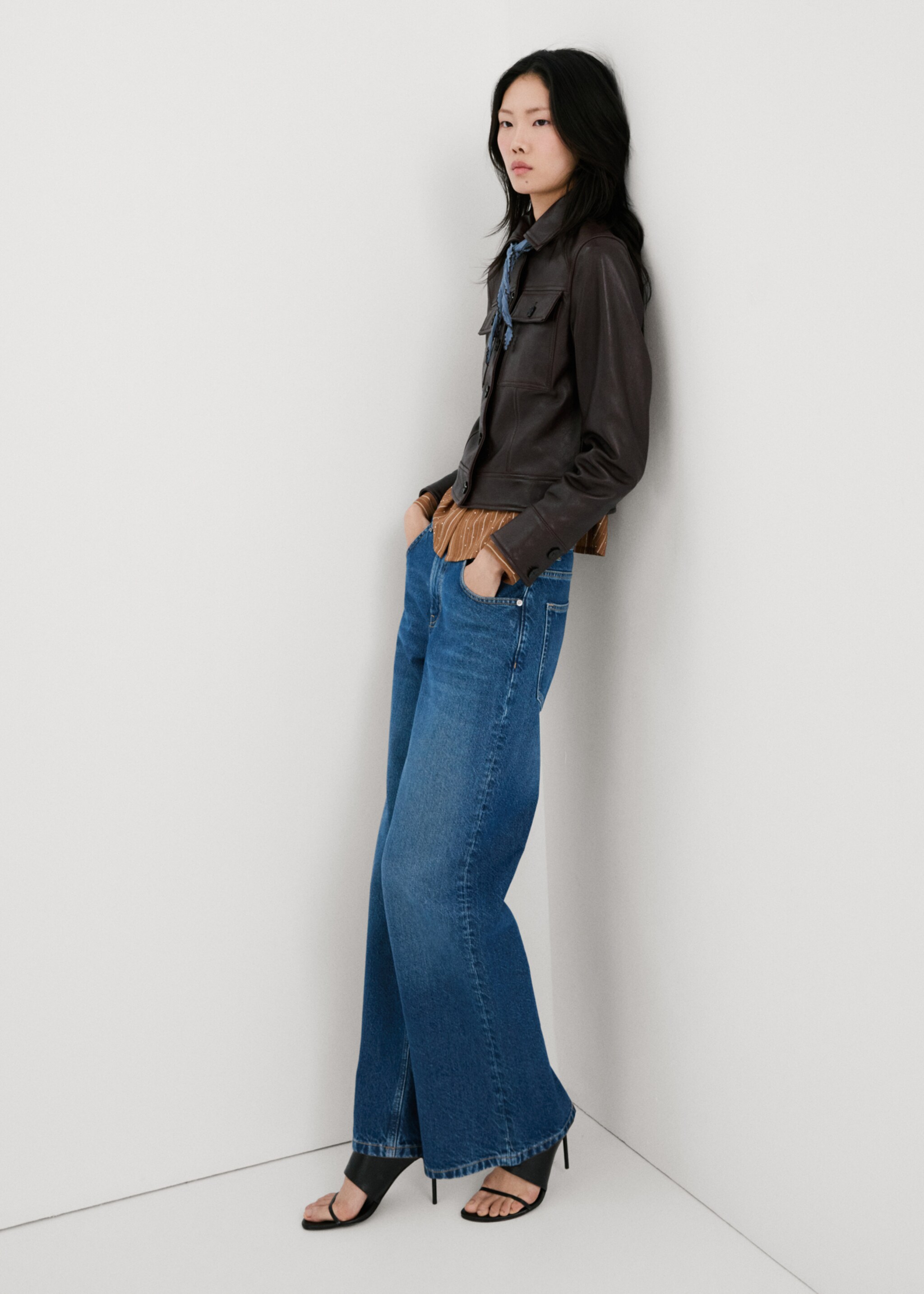 Jeans wide leg tiro bajo - Plano general, Azul oscuro. Ref: 27064098-00.