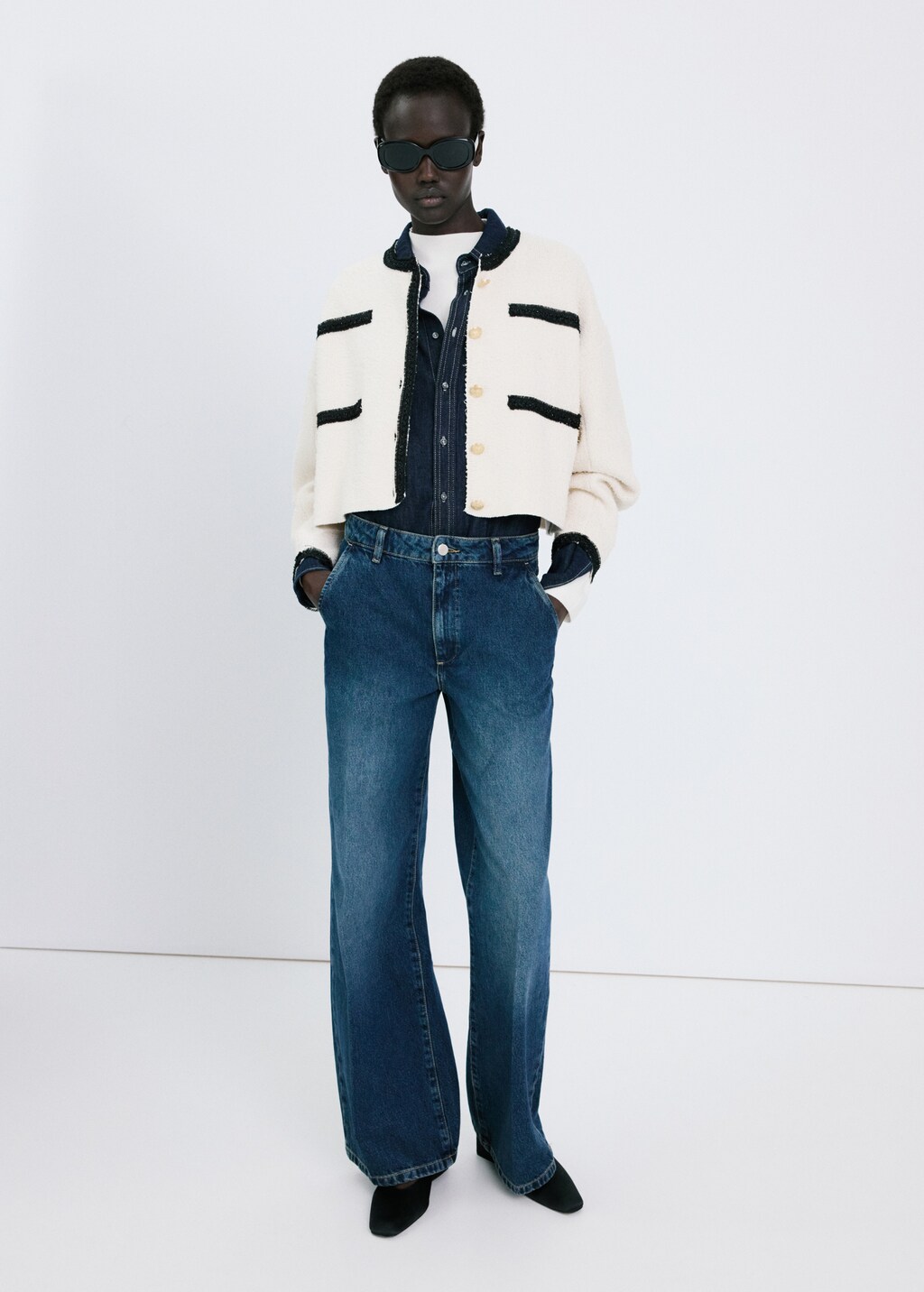 Mango Contrasting ribbed cardigan