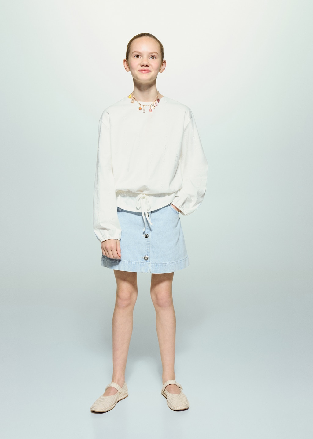 Denim skirt with buttons - Kids | MANGO Canada