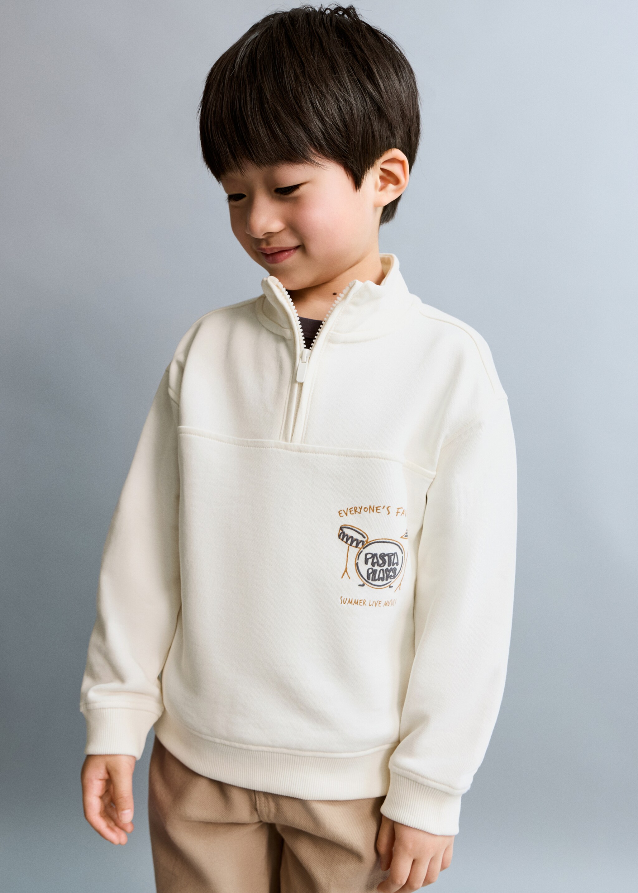 Perkins-neck cotton sweater - General plane, Off White. Ref: 27064413-00.