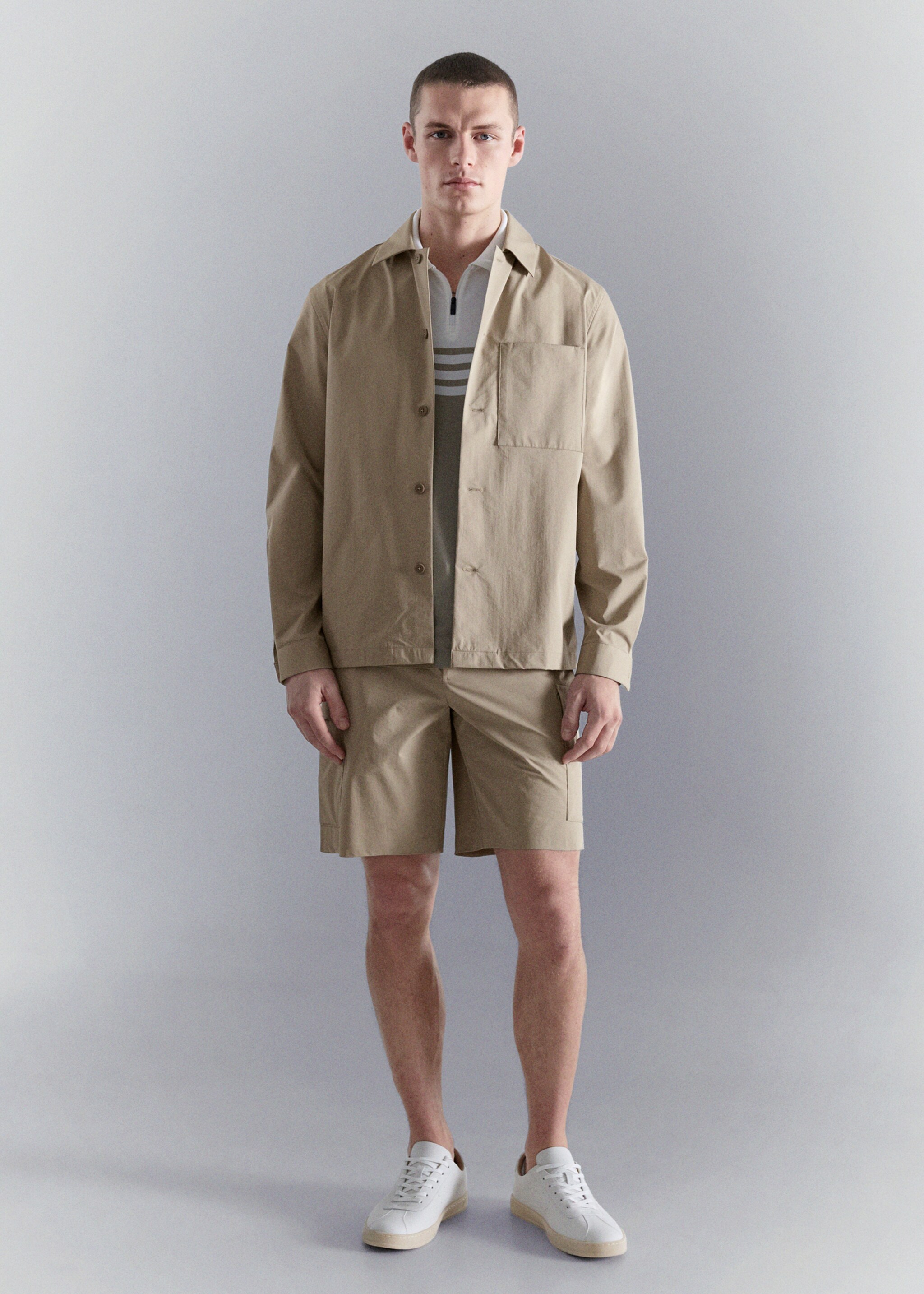 Košile non-iron s kapsou - Celkový náhled, Béžová. Ref: 27064422-00.