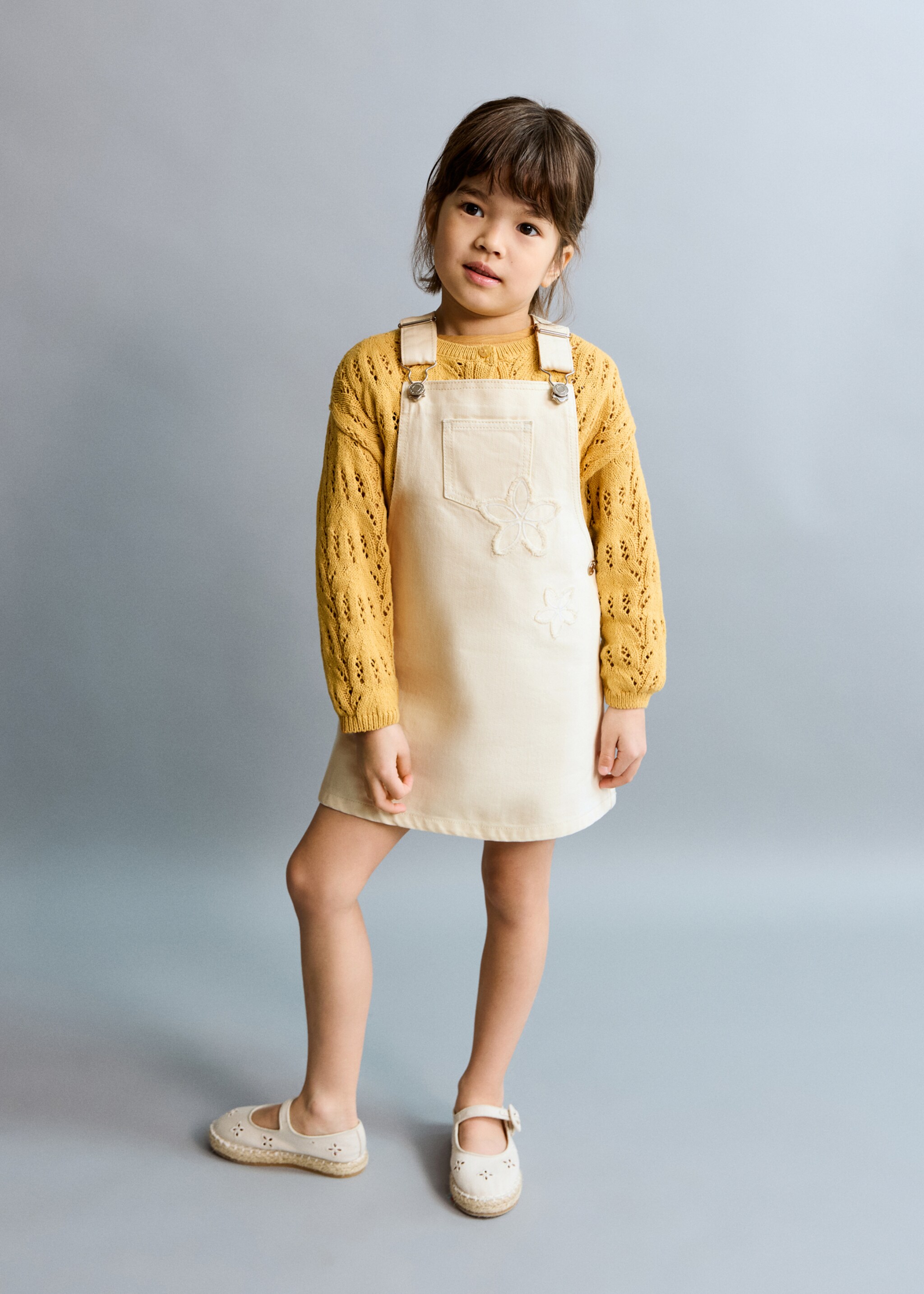 Embroidered floral pinafore dress - General plane, Ecru. Ref: 27064427-00.