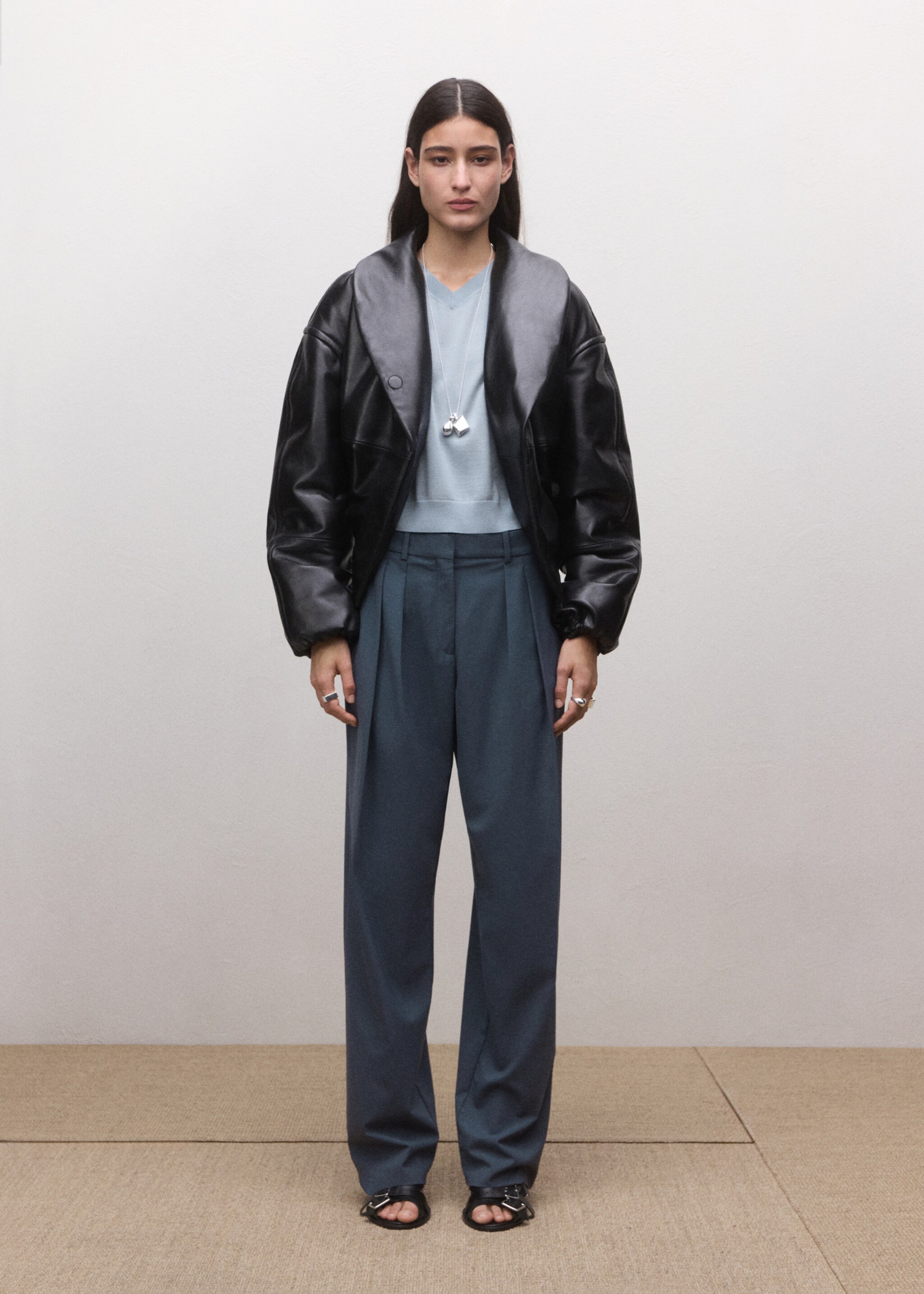 100% wool short-sleeved sweater - General plane, Medium Grey. Ref: 27064440-00.