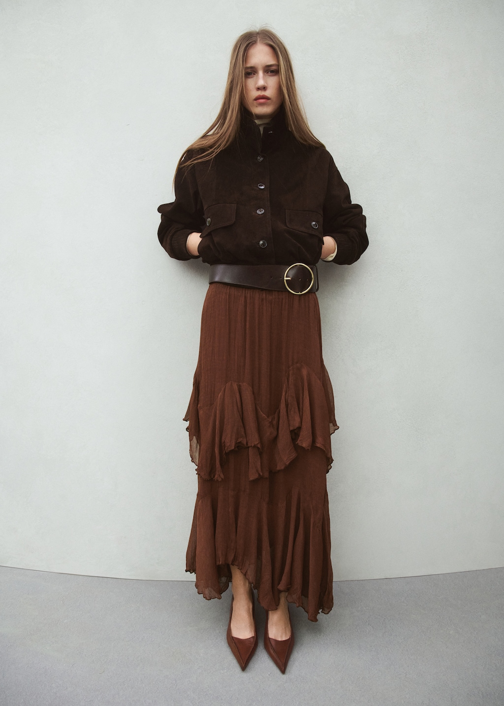 Ruffled chiffon skirt
