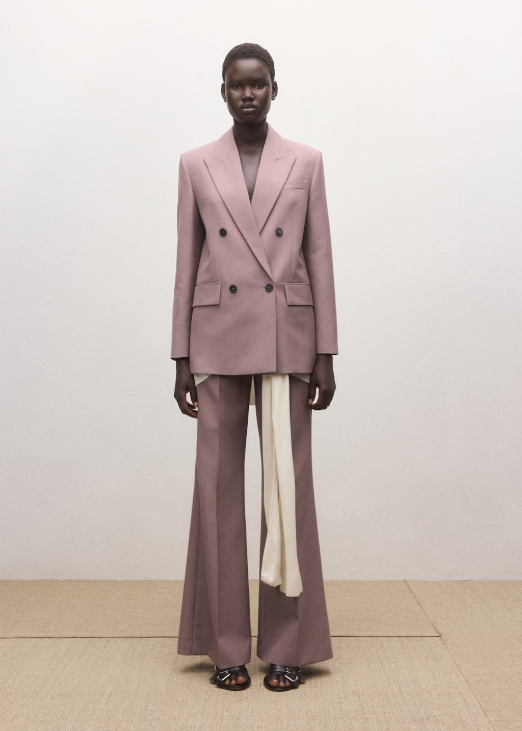Double-breasted wool suit jacket