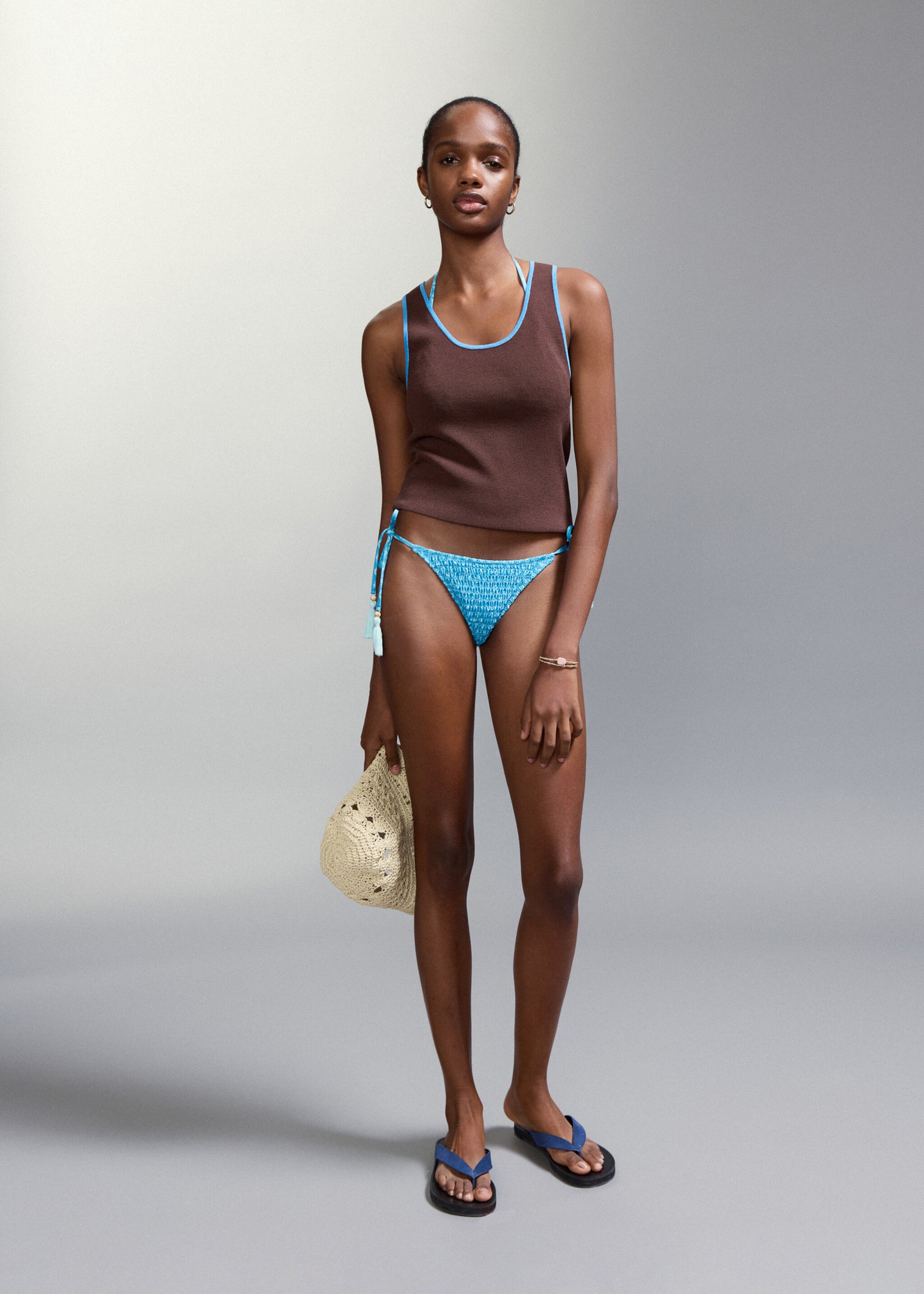 Gathered triangle bikini - General plane, Blue. Ref: 27064769-00.