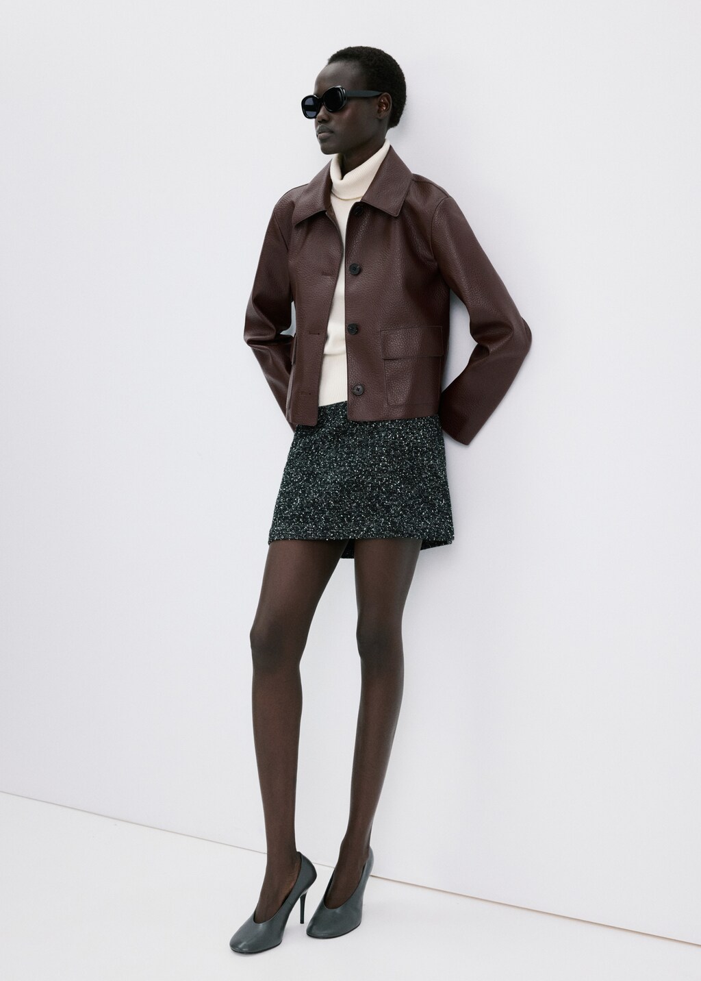 Mango Faux-leather jacket with pockets