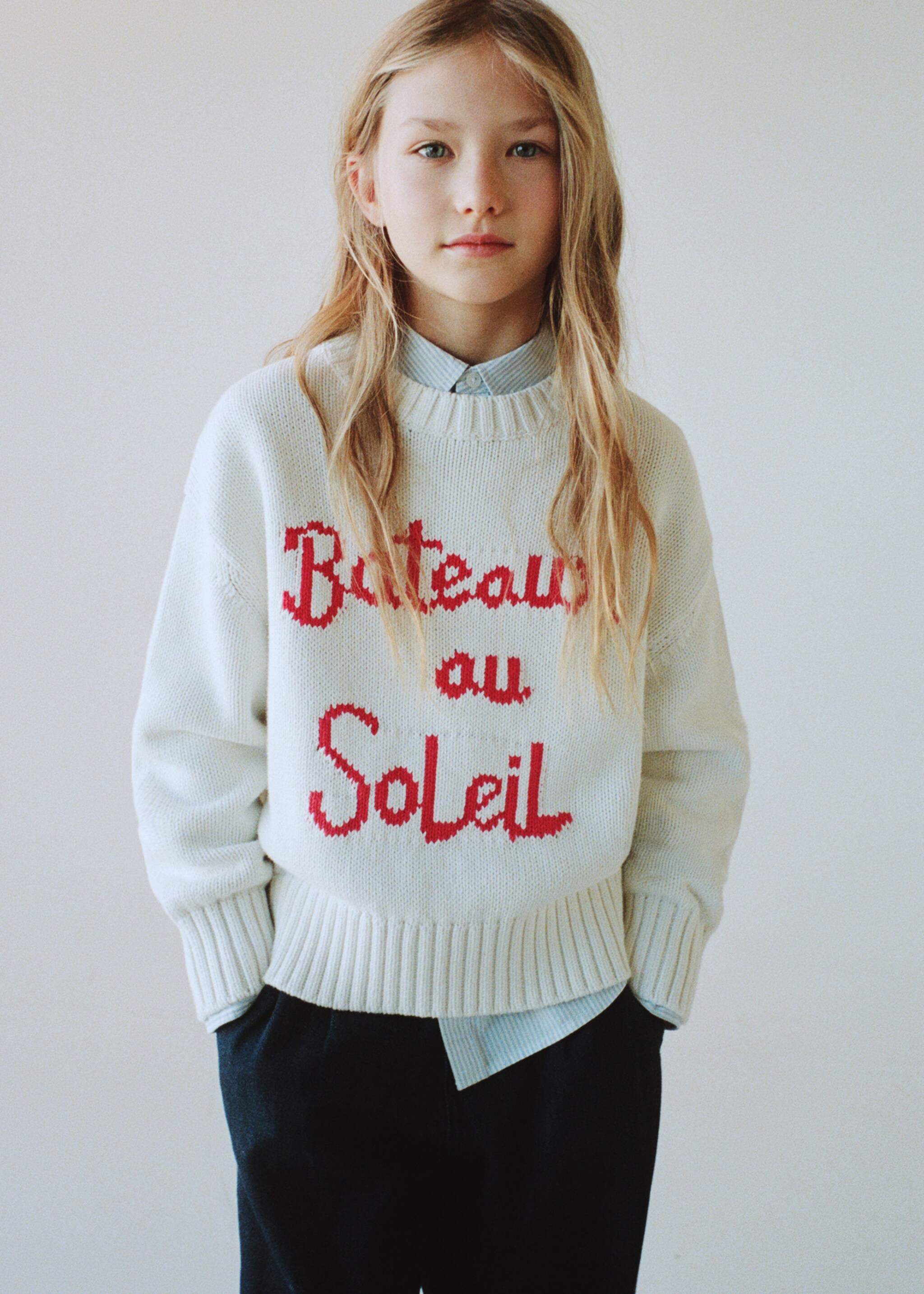 Knit embroidered sweater - General plane, Off White. Ref: 27065150-00.