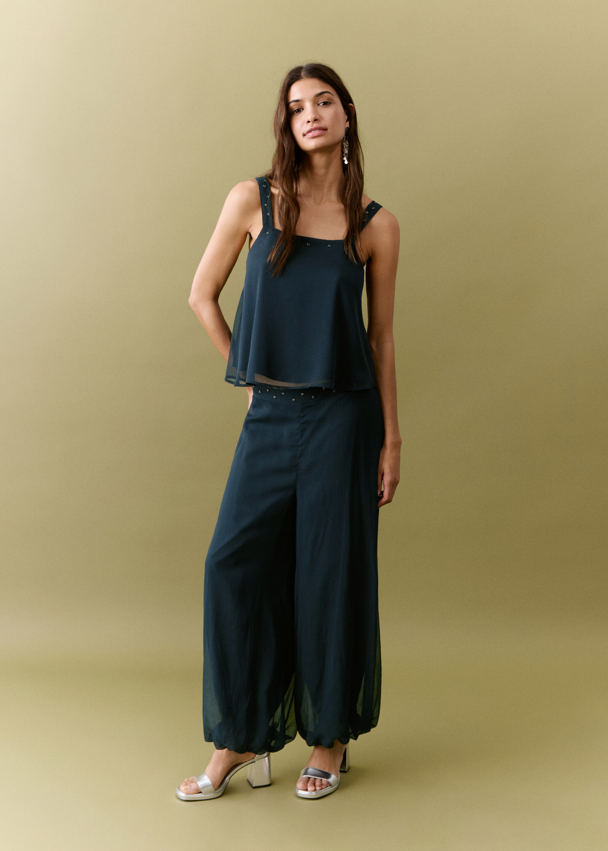 Pantalon balloon strass - Plan général, Bleu marine. Ref: 27065808-00.